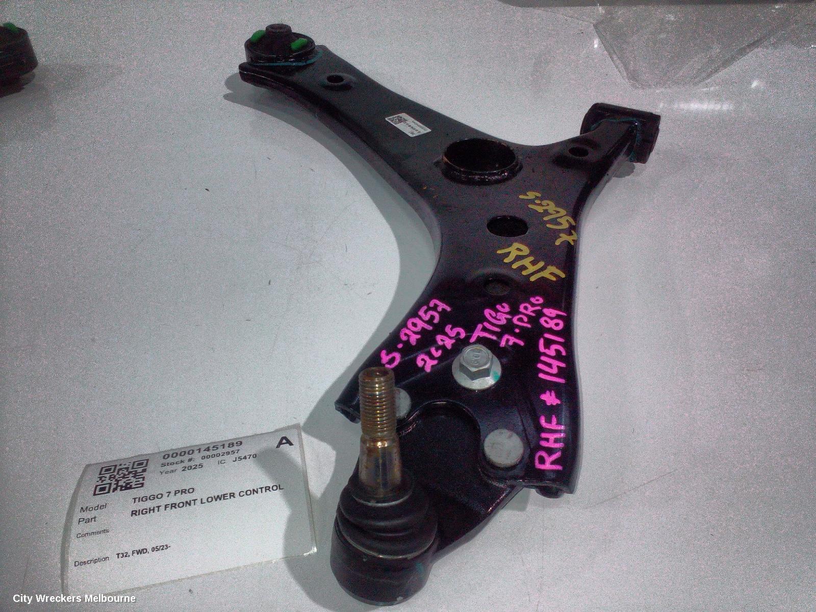 CHERY TIGGO 7 RIGHT FRONT LOWER CONTROL ARM, T32, FWD, 05/2023 ONWARDS