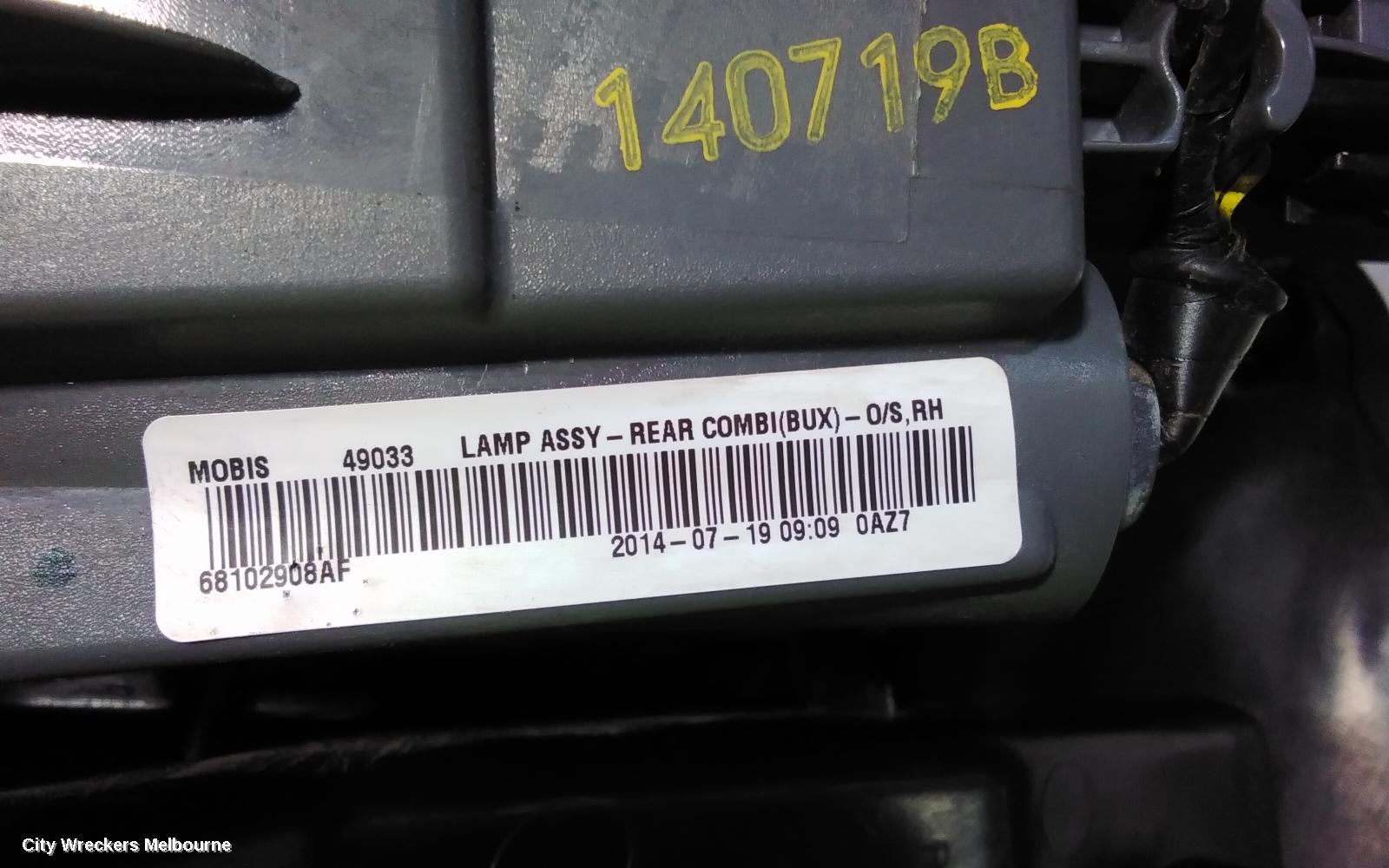 JEEP CHEROKEE RIGHT TAILLIGHT, KL, IN BODY, 02/2014 - 03/2018