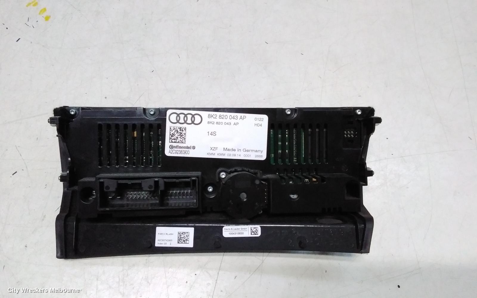AUDI A4 HEATER/AC CONTROLS, SINGLE ZONE CLIMATE CONTROL, B8 8K, HEATED TYPE, 07/2012 - 01/2016