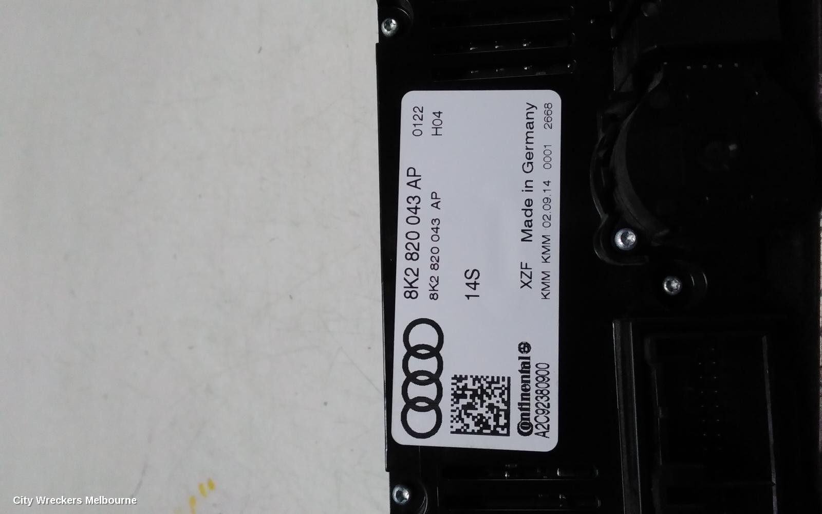 AUDI A4 HEATER/AC CONTROLS, SINGLE ZONE CLIMATE CONTROL, B8 8K, HEATED TYPE, 07/2012 - 01/2016