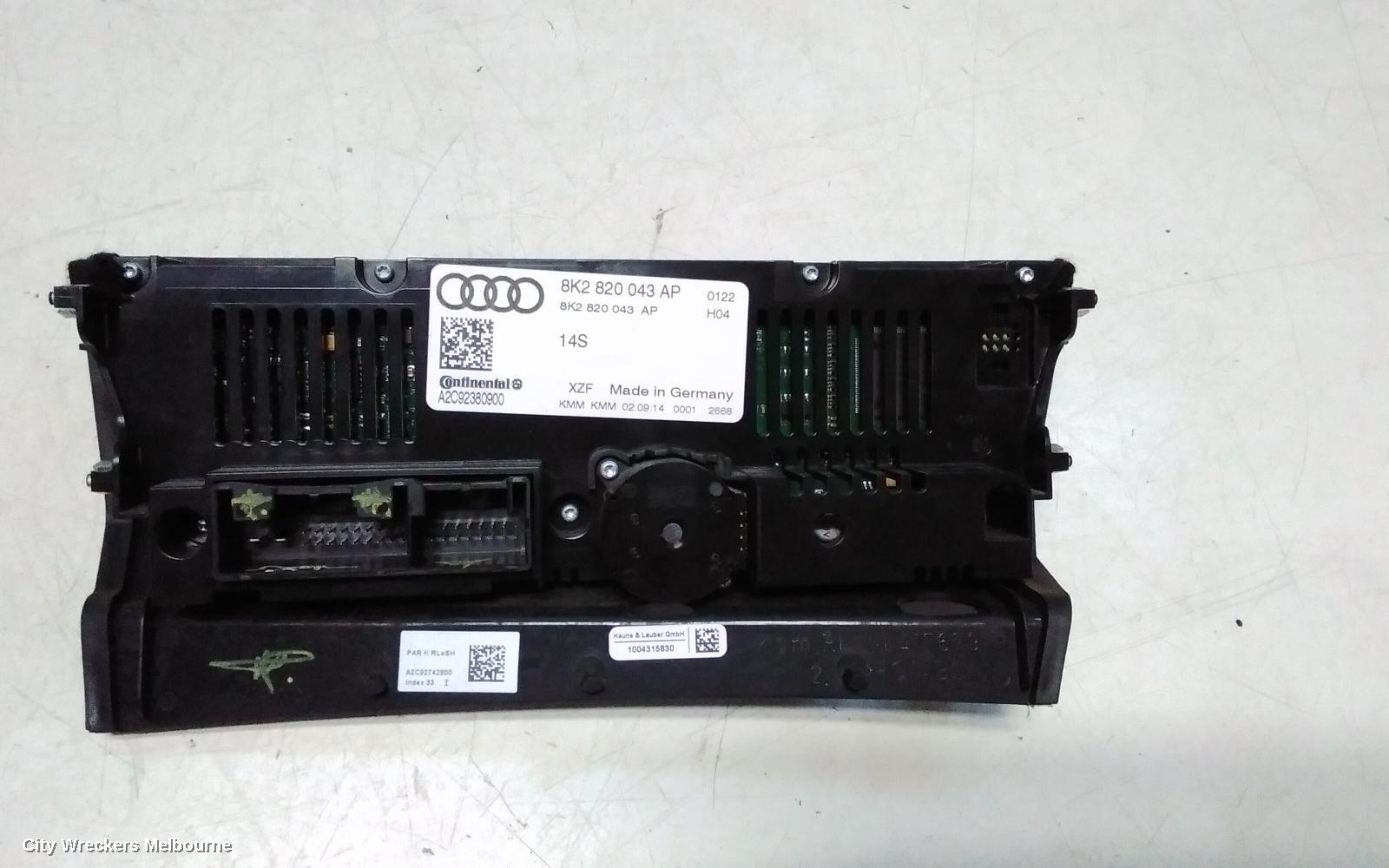 AUDI A4 HEATER/AC CONTROLS, SINGLE ZONE CLIMATE CONTROL, B8 8K, HEATED TYPE, 07/2012 - 01/2016