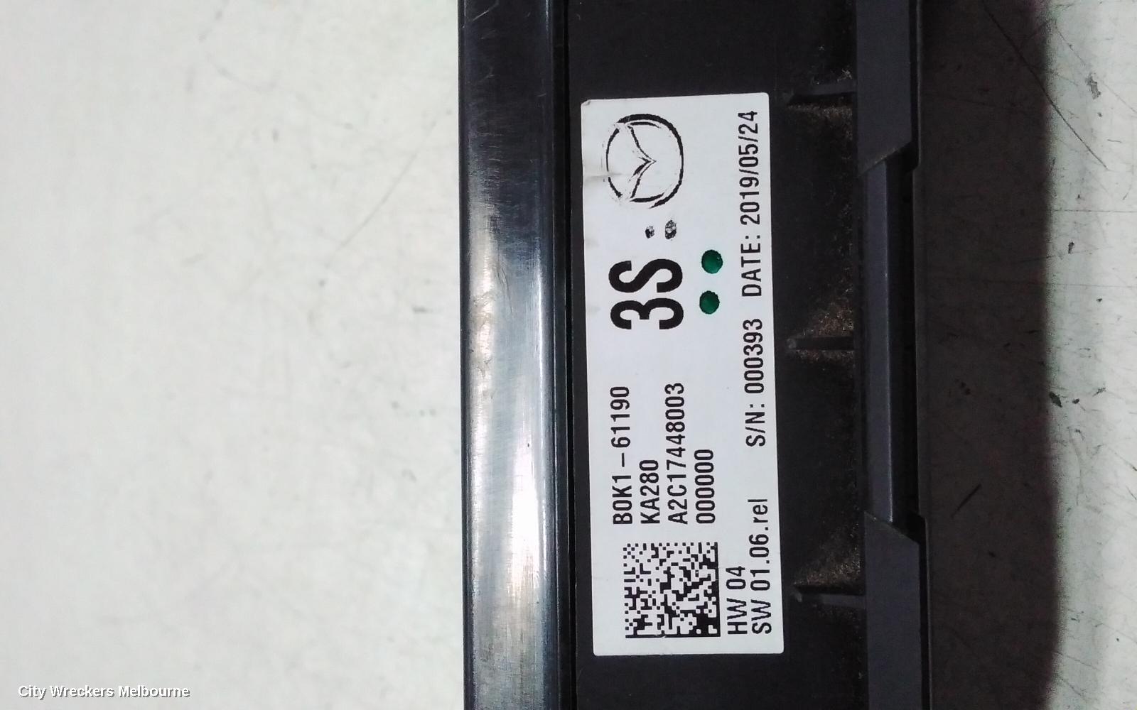 MAZDA 3 HEATER/AC CONTROLS, SINGLE ZONE CLIMATE TYPE, BP, 03/2019 ONWARDS