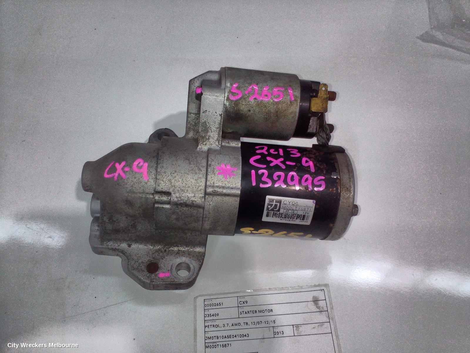 MAZDA CX9 STARTER, PETROL, 3.7, AWD, TB, 12/2007 - 12/2015