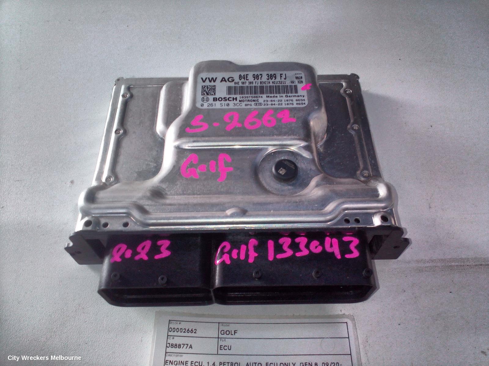 VOLKSWAGEN GOLF ECU, ENGINE ECU, 1.4, PETROL, AUTO, ECU ONLY, GEN 8, 09/2020 ONWARDS