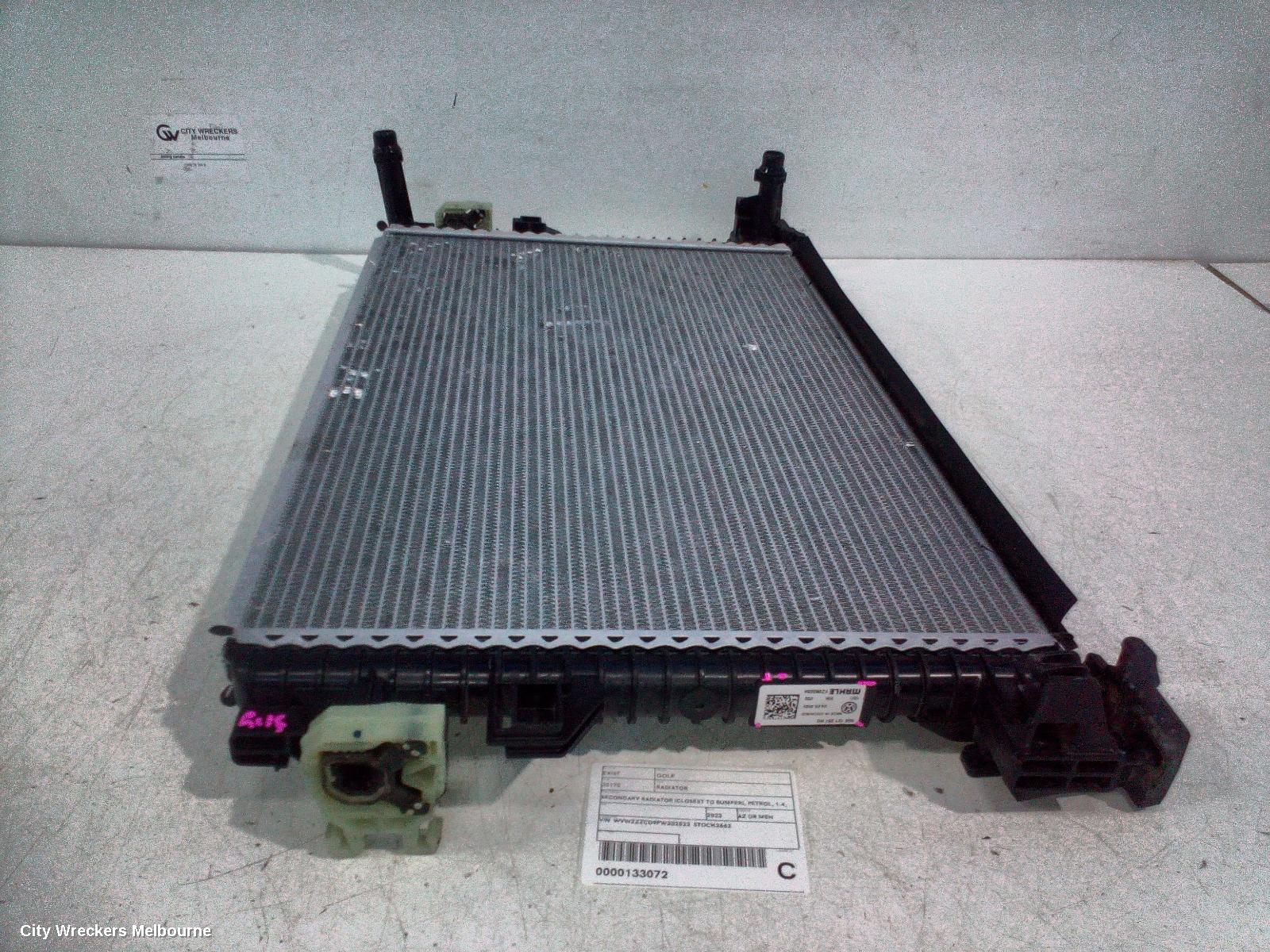 VOLKSWAGEN GOLF RADIATOR, SECONDARY RADIATOR (CLOSEST TO BUMPER), PETROL, 1.4, TURBO, GEN 8, 09/2020 ONWARDS