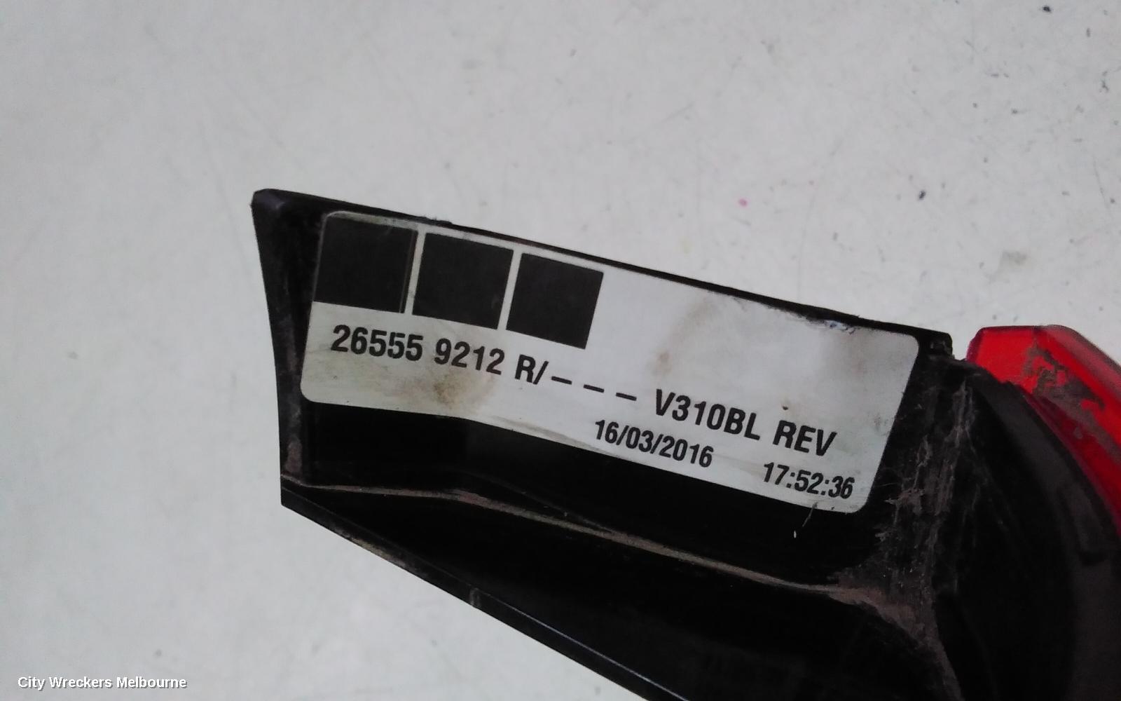 RENAULT KANGOO LEFT TAILLIGHT, X61, IN BODY, W/ HALOGEN, BARN DOOR TYPE, 09/2013 - 02/2022