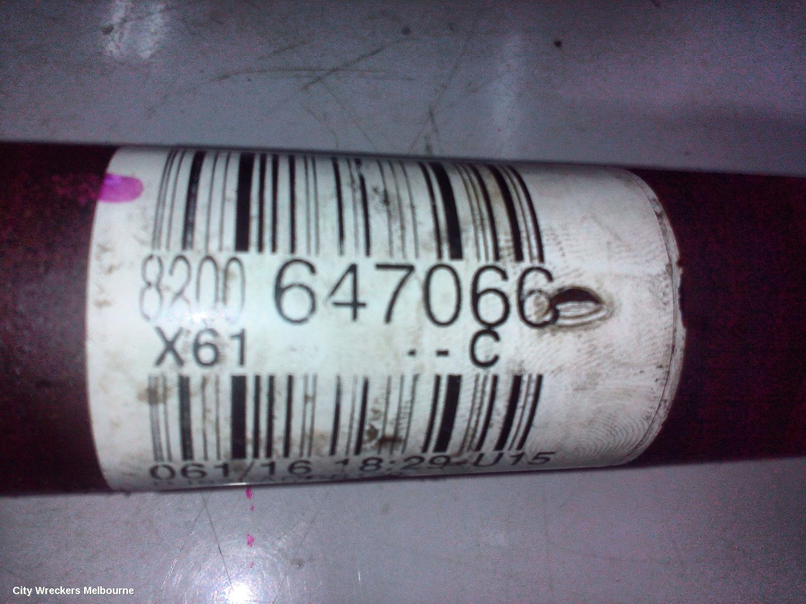 RENAULT KANGOO LEFT DRIVESHAFT, PETROL, 1.6, AUTO T/M, X61, 10/2010 - 06/2016