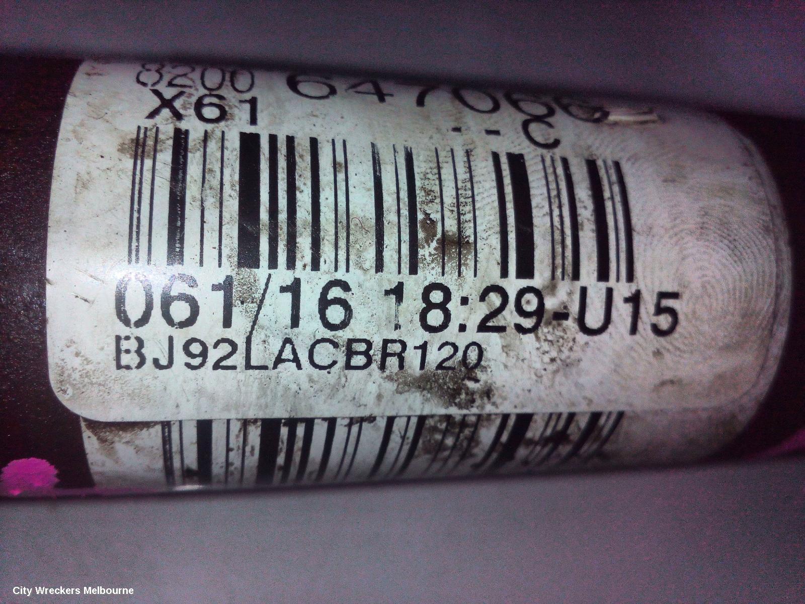 RENAULT KANGOO LEFT DRIVESHAFT, PETROL, 1.6, AUTO T/M, X61, 10/2010 - 06/2016