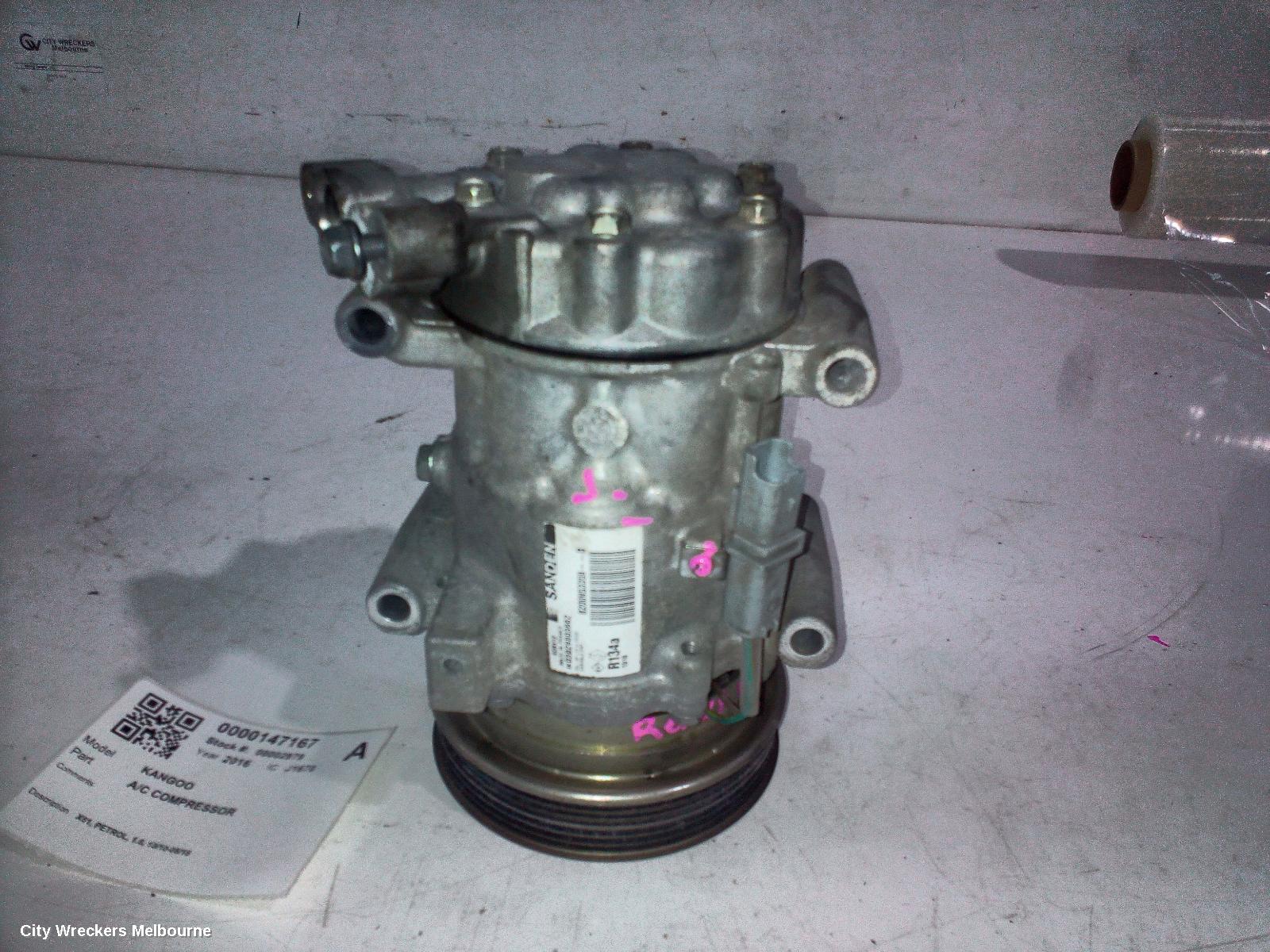 RENAULT KANGOO A/C COMPRESSOR, X61, PETROL, 1.6, 10/2010 - 06/2016