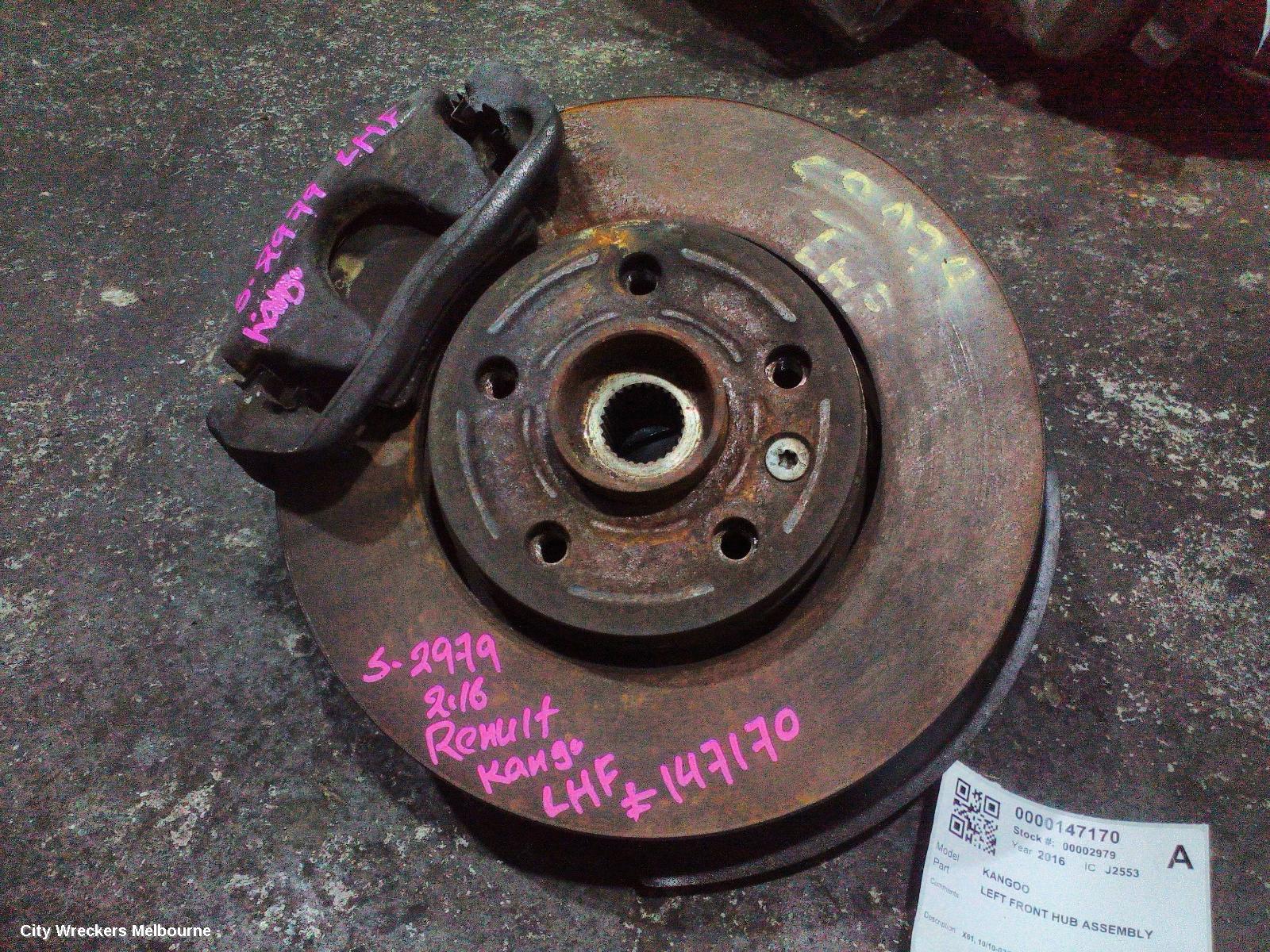 RENAULT KANGOO LEFT FRONT HUB ASSEMBLY, X61, 10/2010 - 02/2022
