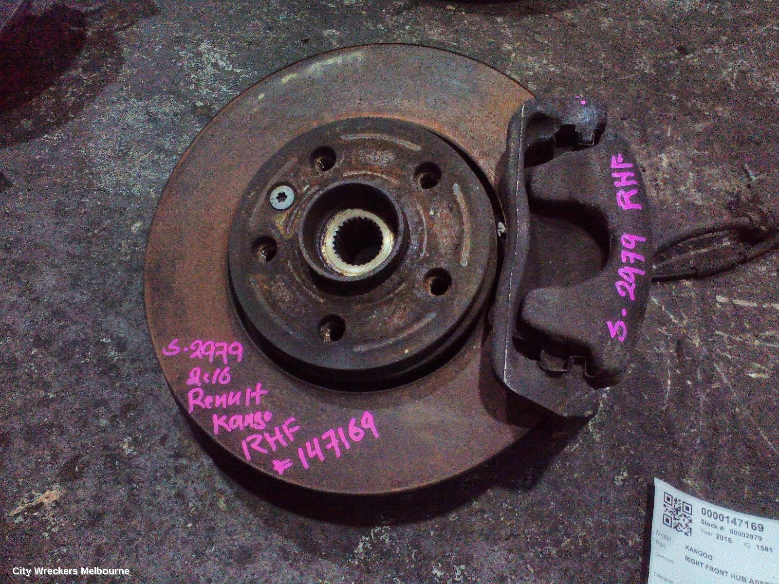 RENAULT KANGOO RIGHT FRONT HUB ASSEMBLY, X61, 10/2010 - 02/2022