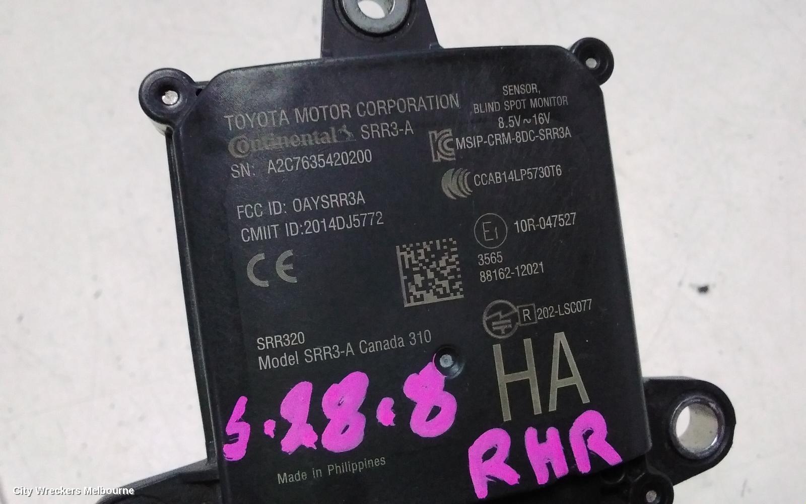 TOYOTA COROLLA REVERSE CAMERA, BLIND SPOT MONITOR SENSOR (RH REAR BEHIND BUMPER), E210, 07/2018 - 08/2022