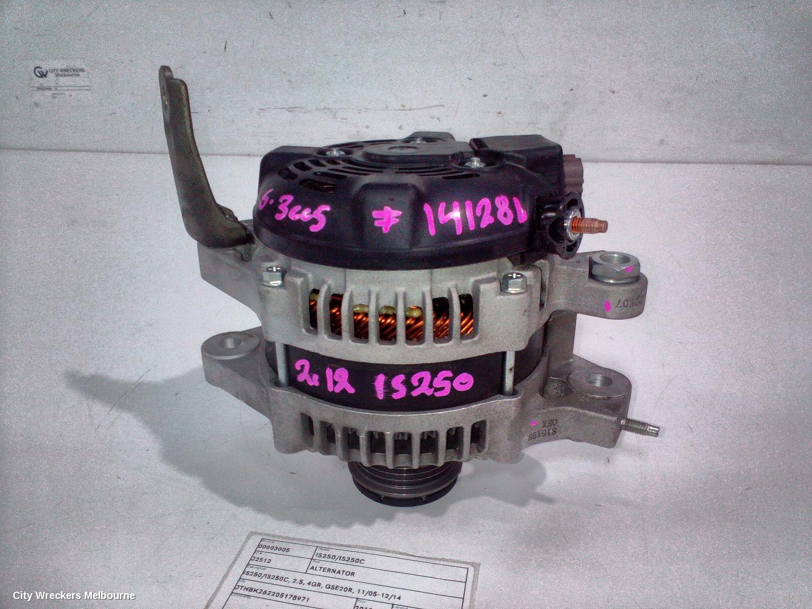 LEXUS IS250/IS250C ALTERNATOR, IS250/IS250C, 2.5, 4GR, GSE20R, 11/2005 - 12/2014