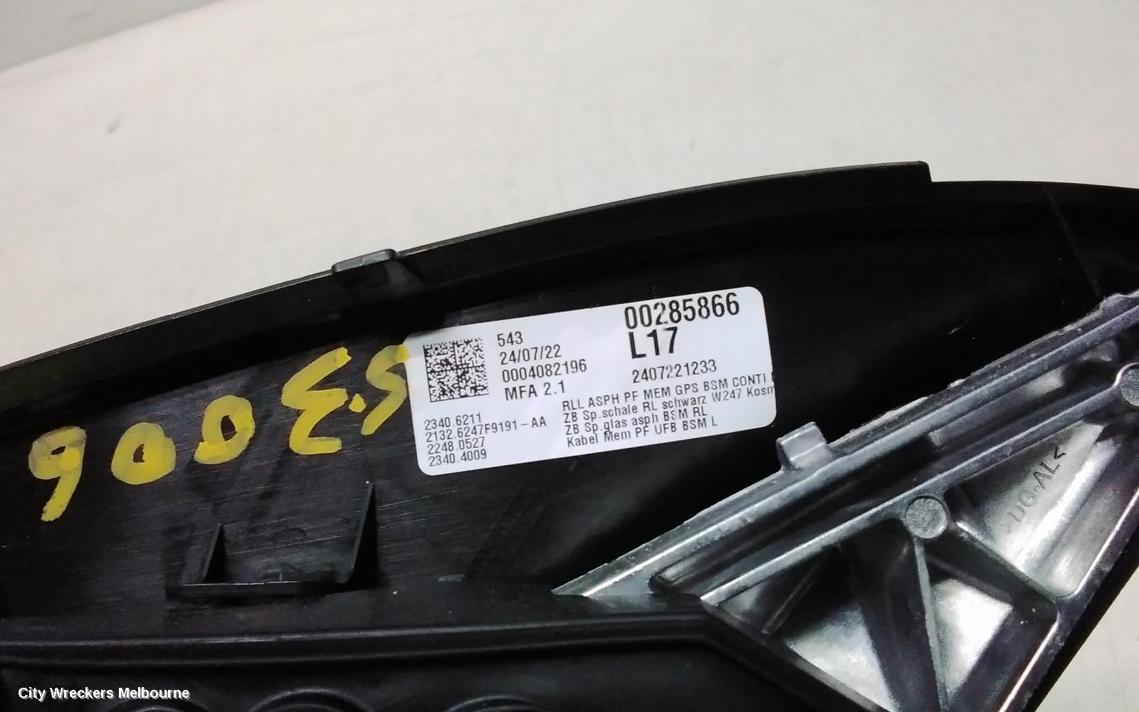 MERCEDES EQA LEFT DOOR MIRROR, H243, W/ POWER FOLD, CAMERA TYPE, COLOUR CODED, 01/2021 ONWARDS