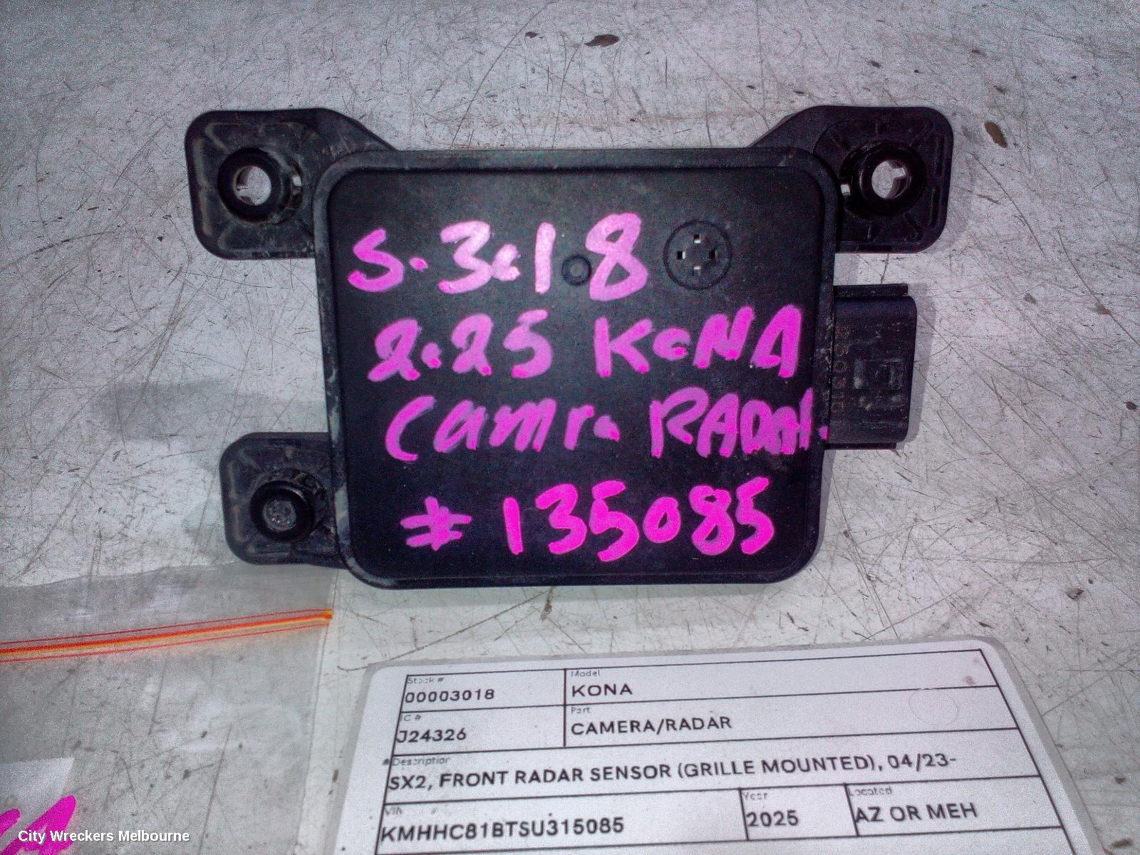 HYUNDAI KONA REVERSE CAMERA, SX2, FRONT RADAR SENSOR (GRILLE MOUNTED), 04/2023 ONWARDS