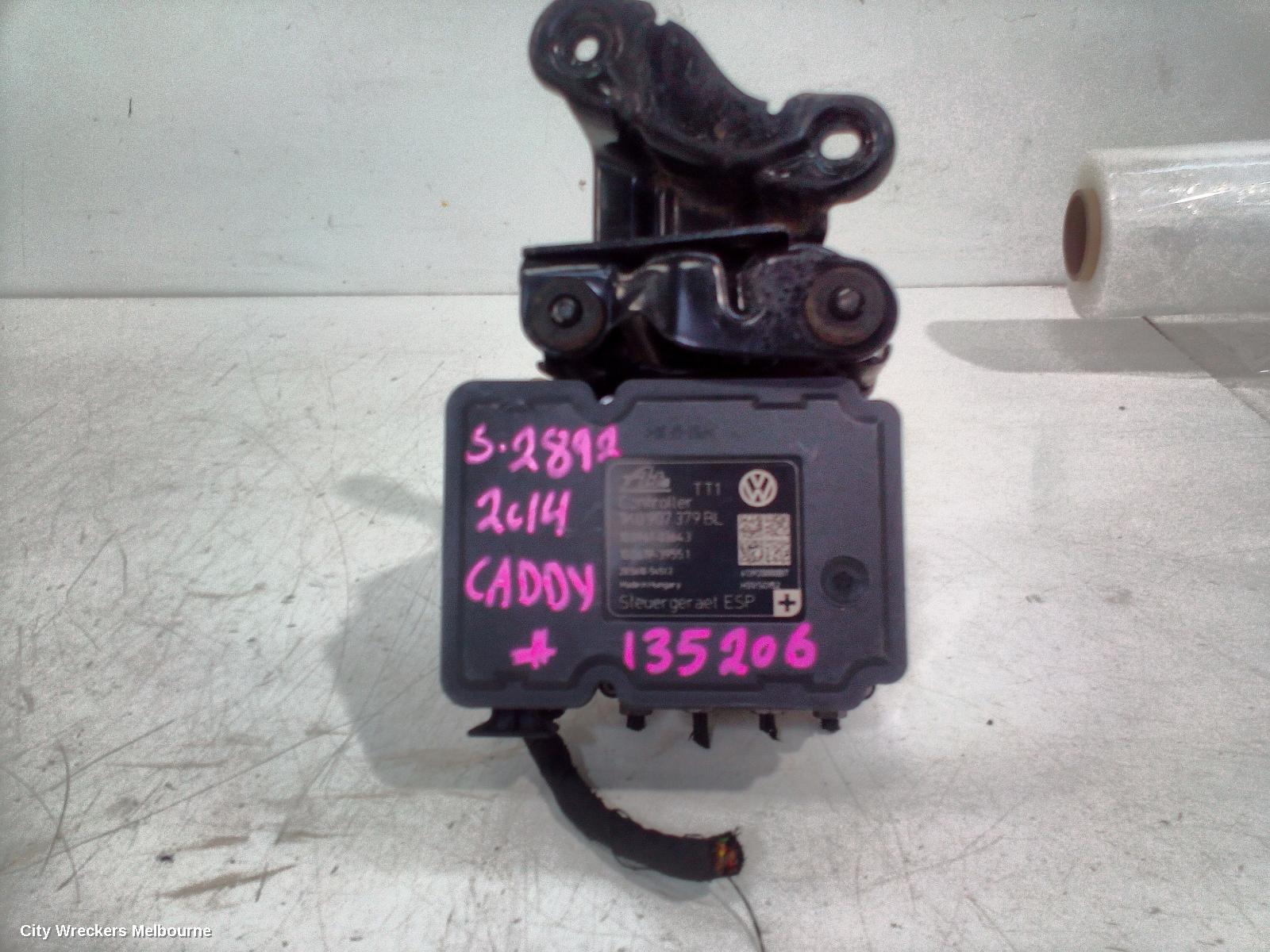 VOLKSWAGEN CADDY ABS PUMP/MODULATOR, 2K, ON MOTOR P/N 1K0614517CB, 12/2004 - 06/2015