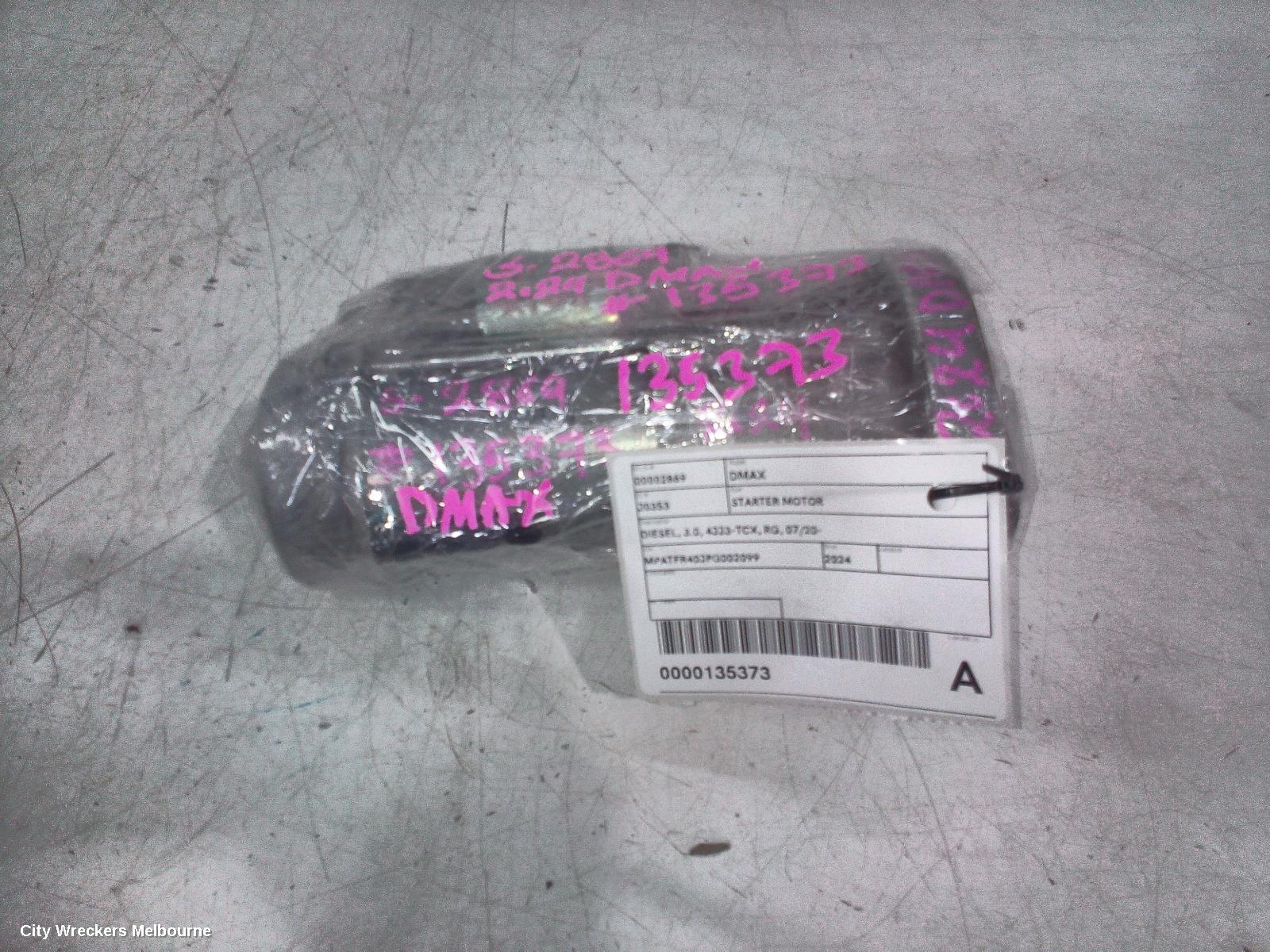 ISUZU DMAX STARTER, DIESEL, 3.0, 4JJ3-TCX, RG, 07/2020 ONWARDS