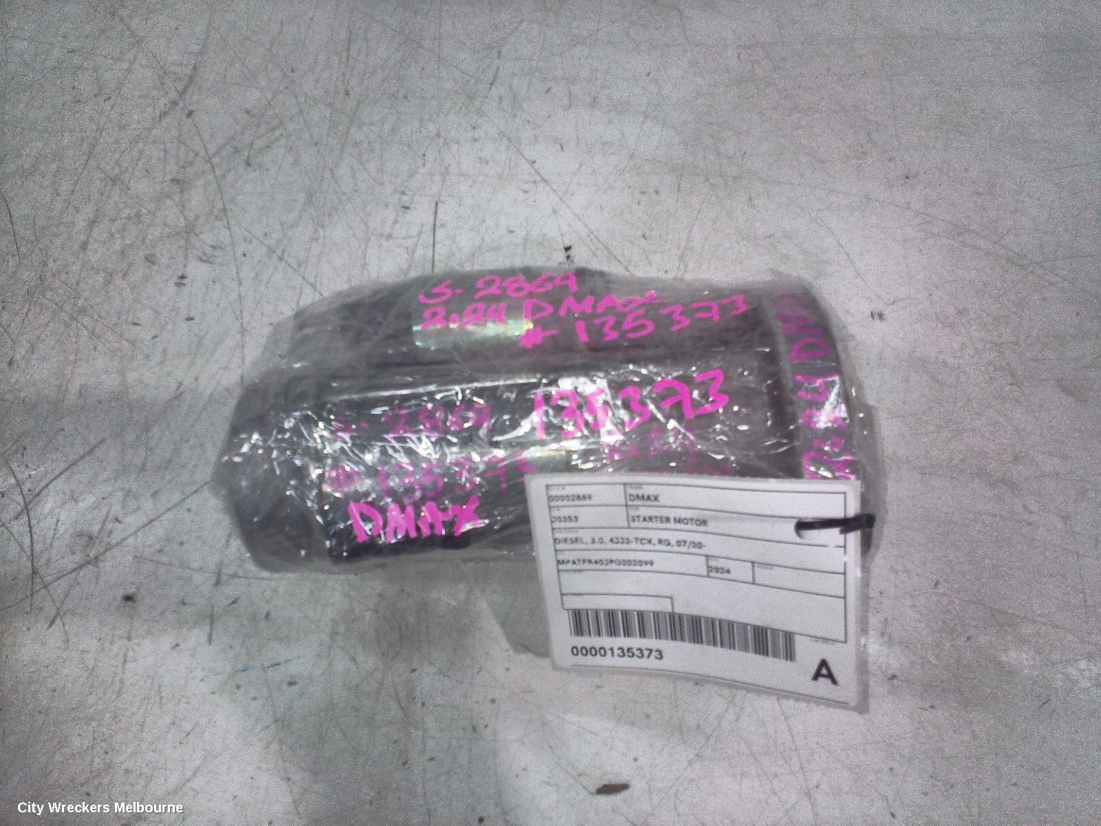 ISUZU DMAX STARTER, DIESEL, 3.0, 4JJ3-TCX, RG, 07/2020 ONWARDS