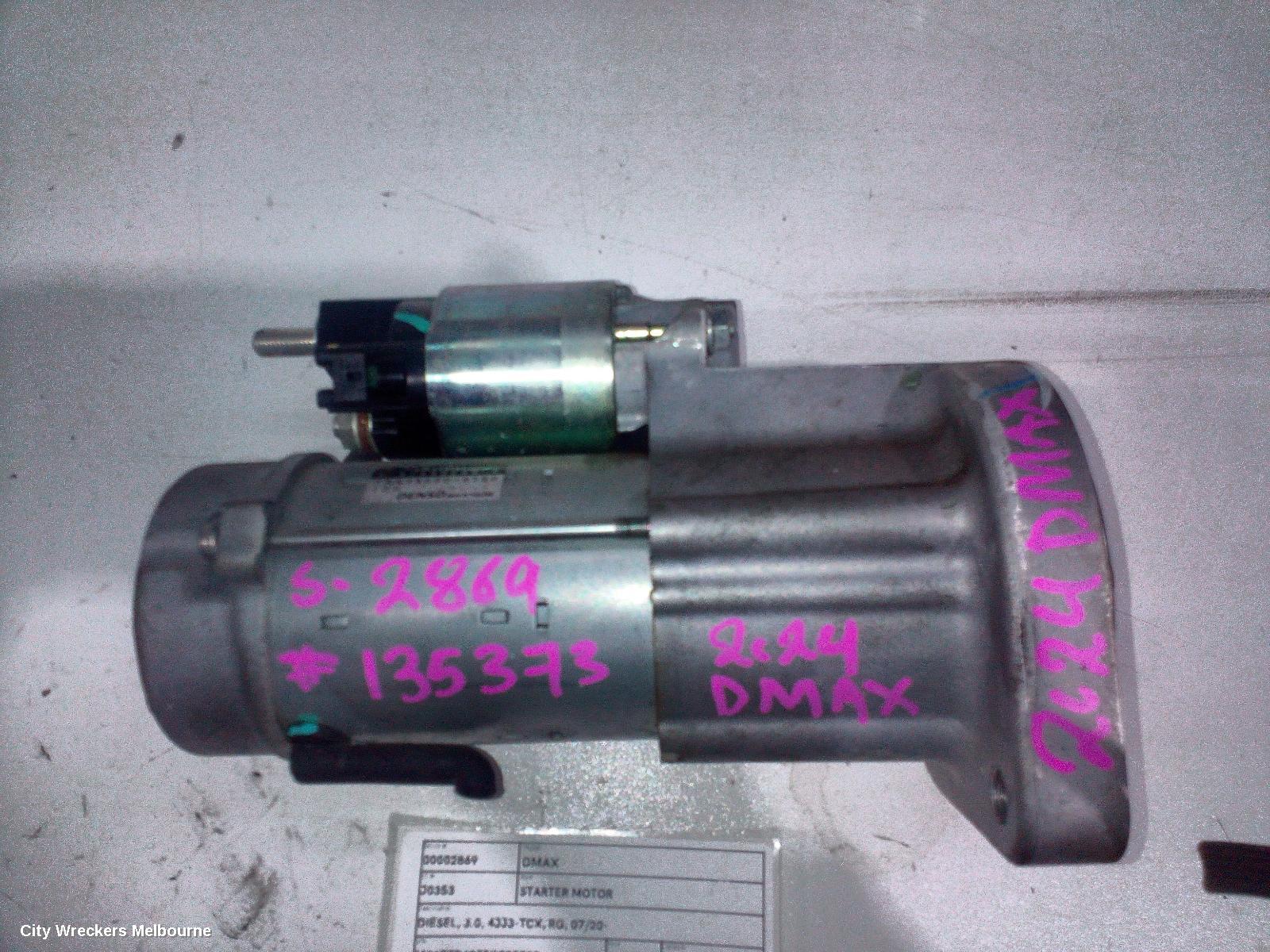 ISUZU DMAX STARTER, DIESEL, 3.0, 4JJ3-TCX, RG, 07/2020 ONWARDS