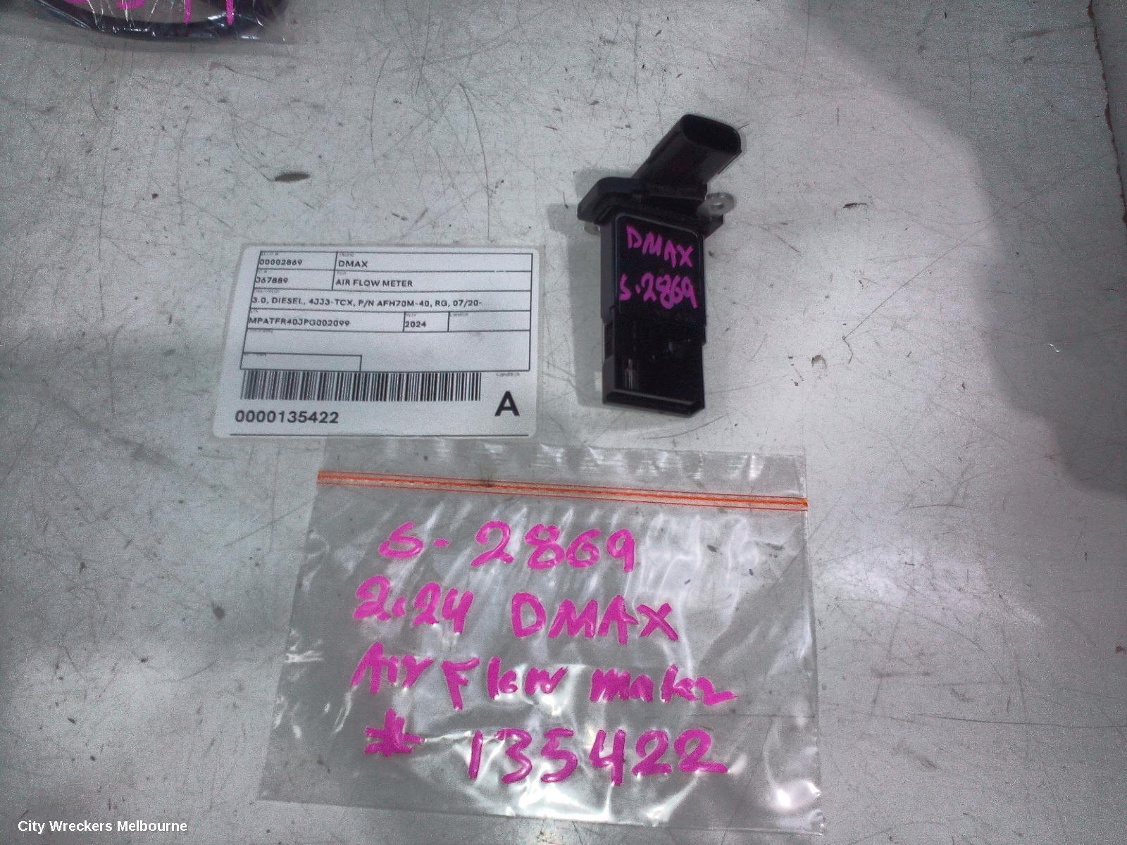 ISUZU DMAX AIR FLOW METER, 3.0, DIESEL, 4JJ3-TCX, P/N AFH70M-40, RG, 07/2020 ONWARDS