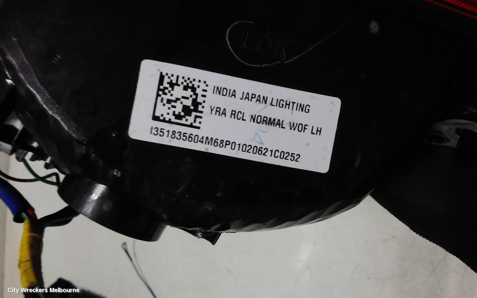 SUZUKI BALENO LEFT TAILLIGHT, EW, IN BODY, SINGLE CLEAR TYPE, 04/2016 - 12/2022