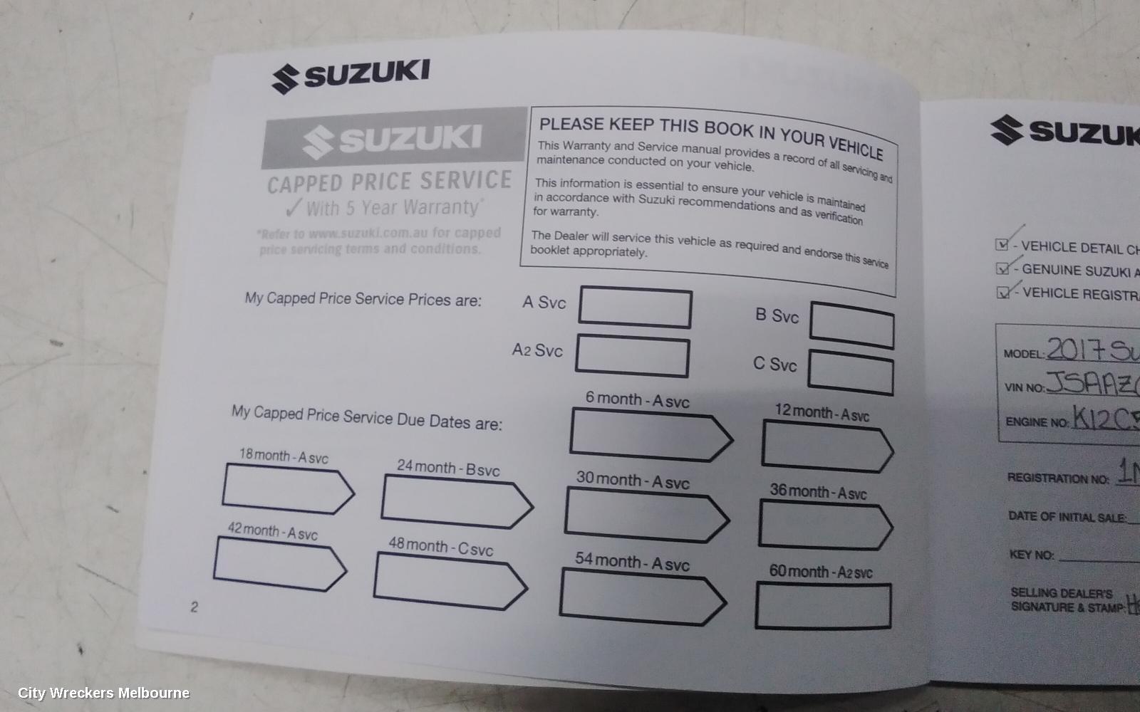 SUZUKI SWIFT OWNERS HANDBOOK, AZ, 04/2017 - 03/2025