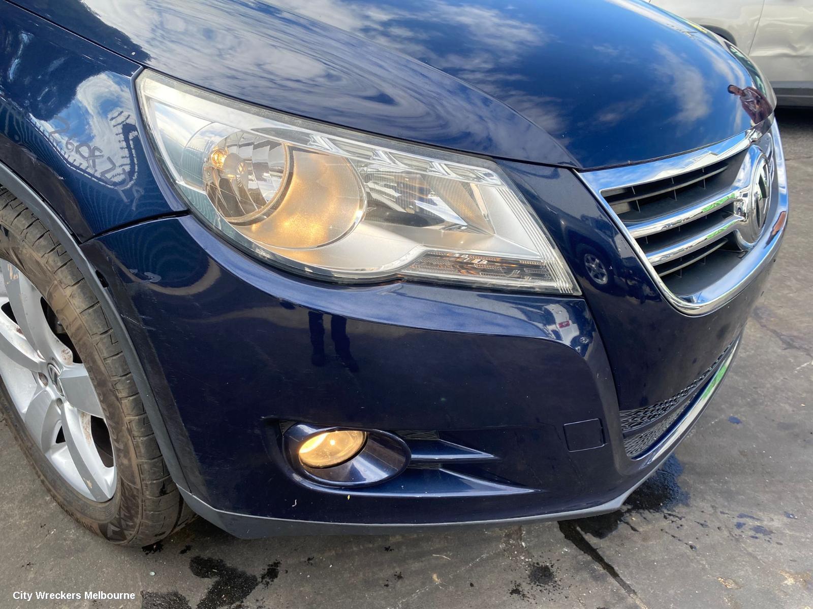 VOLKSWAGEN TIGUAN REAR BUMPER, BUMPER BAR (COMPLETE), 5N, W/ PARK SENSOR TYPE, 05/2008 - 06/2011
