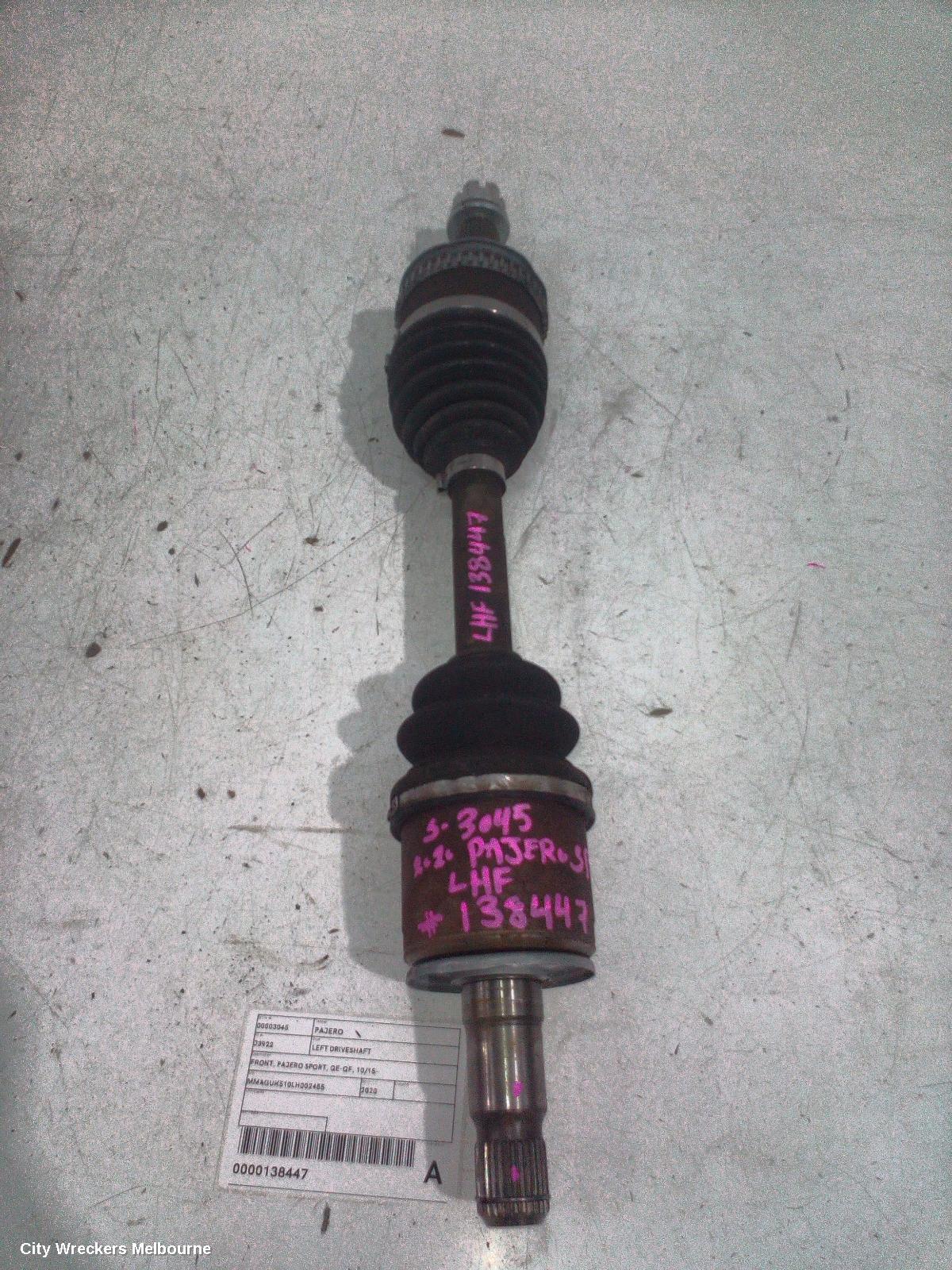 MITSUBISHI PAJERO LEFT DRIVESHAFT, FRONT, PAJERO SPORT, QE-QF, 10/2015 ONWARDS