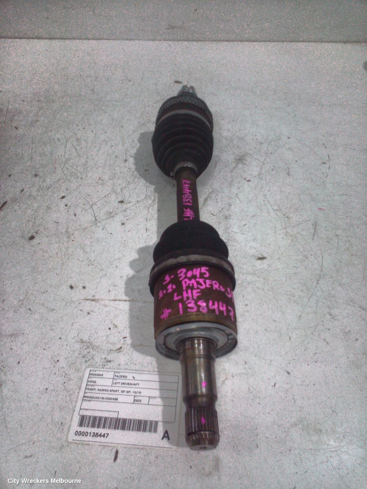 MITSUBISHI PAJERO LEFT DRIVESHAFT, FRONT, PAJERO SPORT, QE-QF, 10/2015 ONWARDS