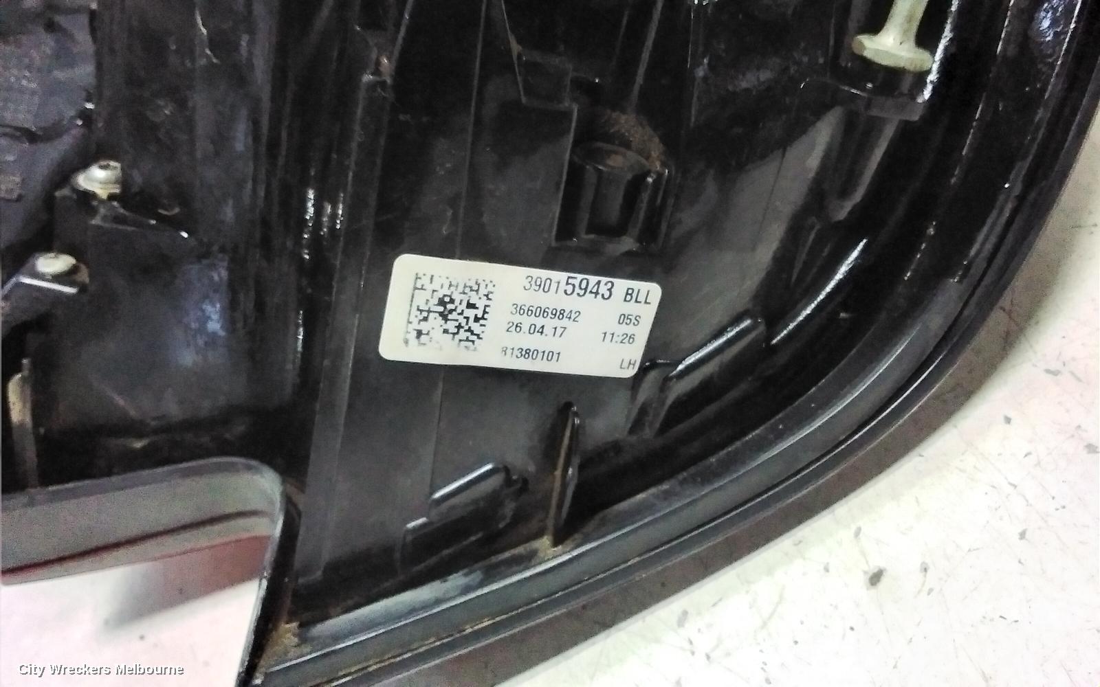 HOLDEN ASTRA LEFT TAILLIGHT, BK, 5DR HATCH, R/RS, NON LED TYPE, 09/2016 ONWARDS