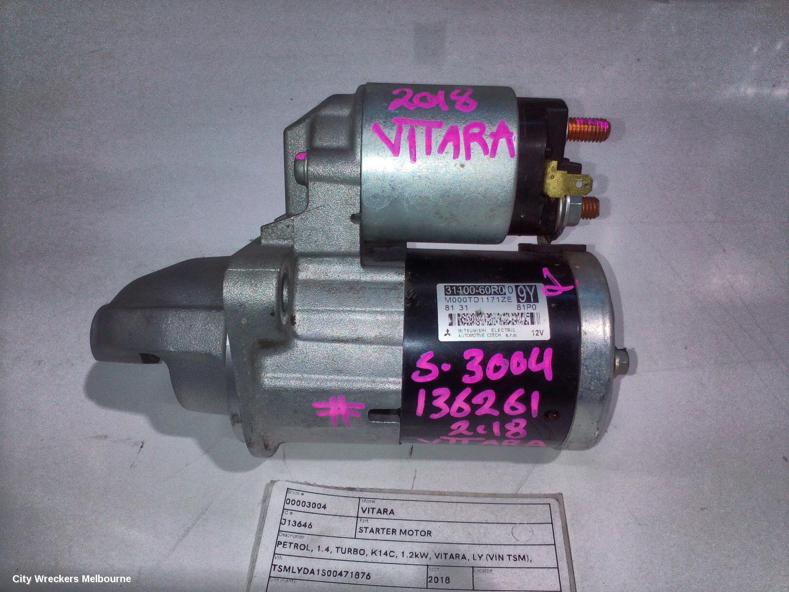 SUZUKI VITARA STARTER, PETROL, 1.4, TURBO, K14C, 1.2KW, VITARA, LY (VIN TSM), 06/2015 ONWARDS