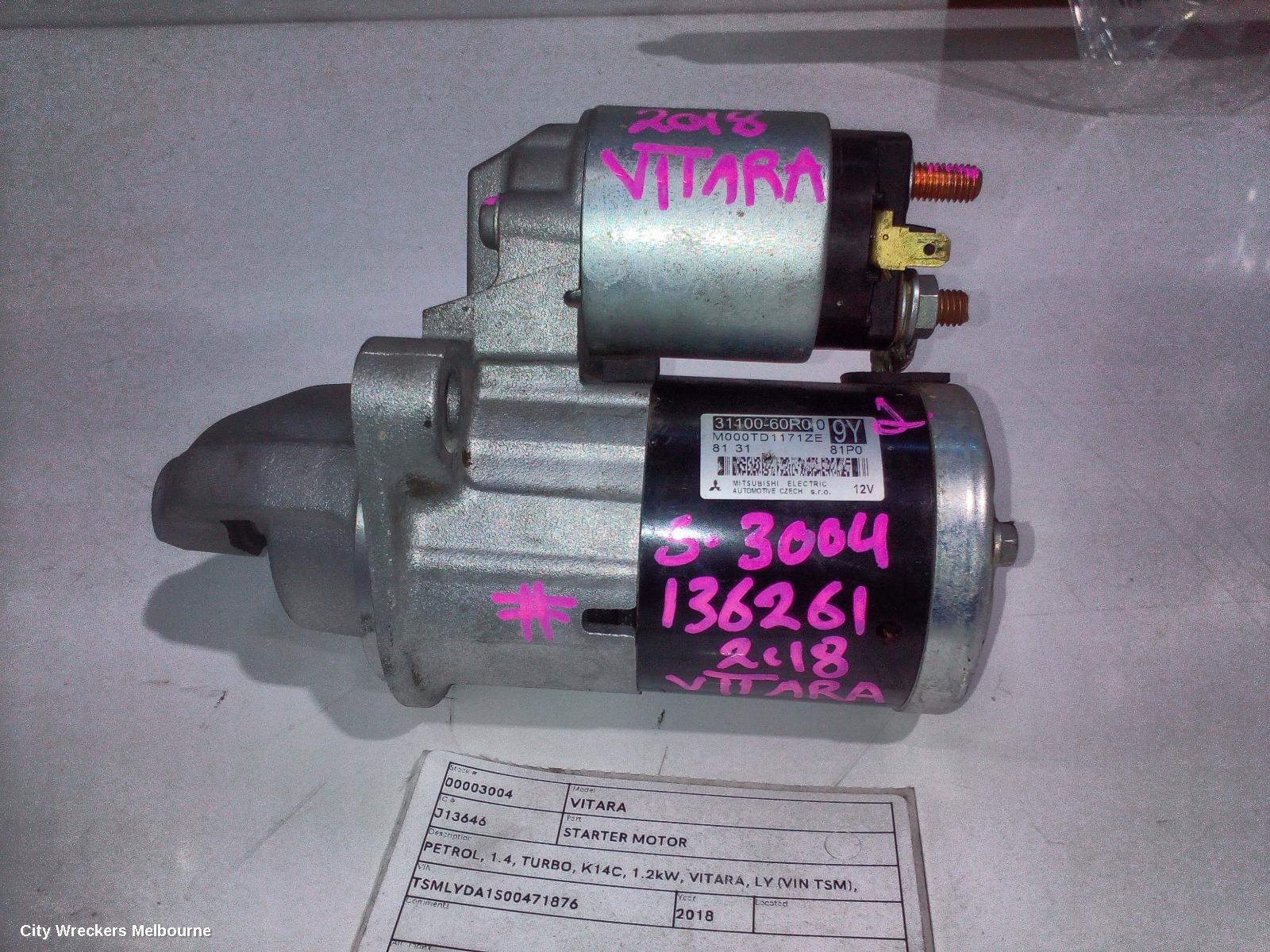 SUZUKI VITARA STARTER, PETROL, 1.4, TURBO, K14C, 1.2KW, VITARA, LY (VIN TSM), 06/2015 ONWARDS