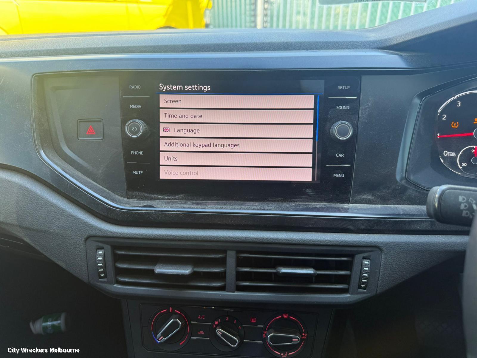 VOLKSWAGEN POLO RADIO/CD/DVD/SAT/TV, DISPLAY UNIT, 8IN TOUCHSCREEN, NON SAT NAV TYPE, AW-AE, 09/2017 ONWARDS