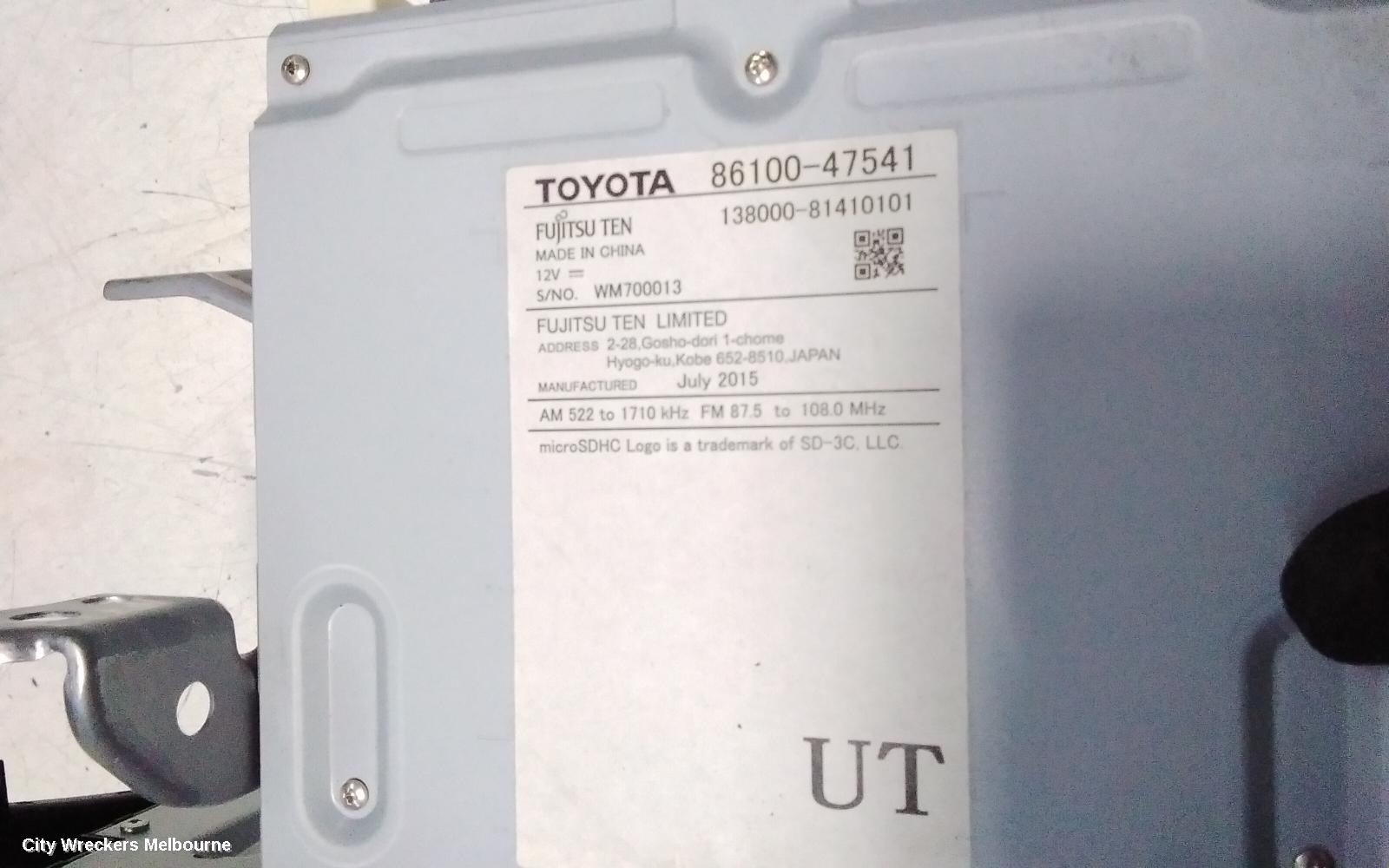 TOYOTA PRIUS RADIO/CD/DVD/SAT/TV, ZVW40R, PRIUS V, RADIO/CD/SAT NAV PLAYER, 06/2015 - 03/2021