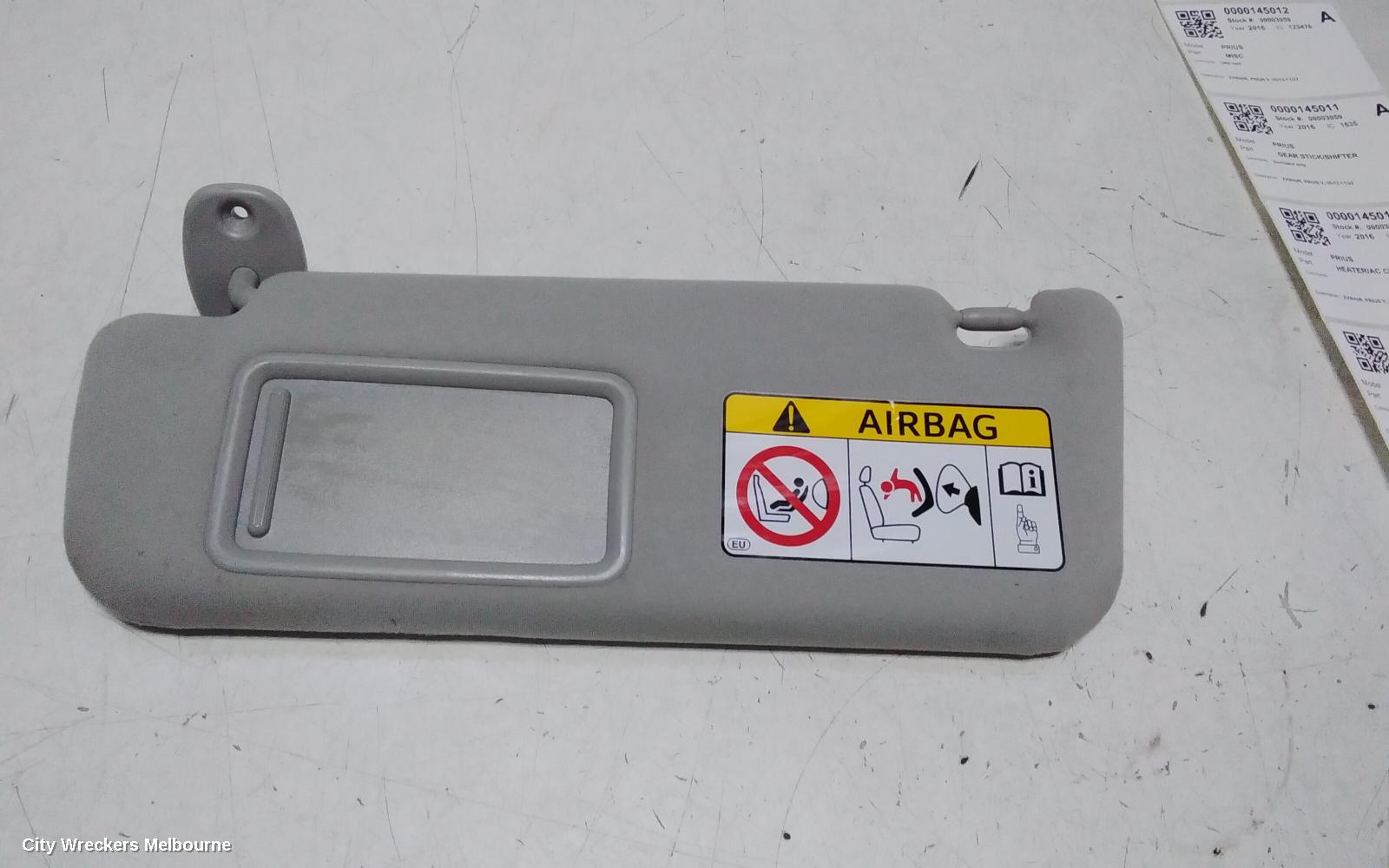 TOYOTA PRIUS SUNVISOR, ZVW40R, LH SIDE, 05/2012 - 03/2021
