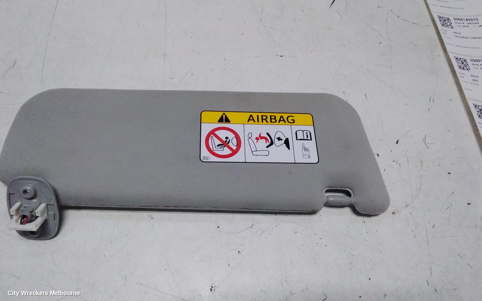 TOYOTA PRIUS SUNVISOR, ZVW40R, LH SIDE, 05/2012 - 03/2021