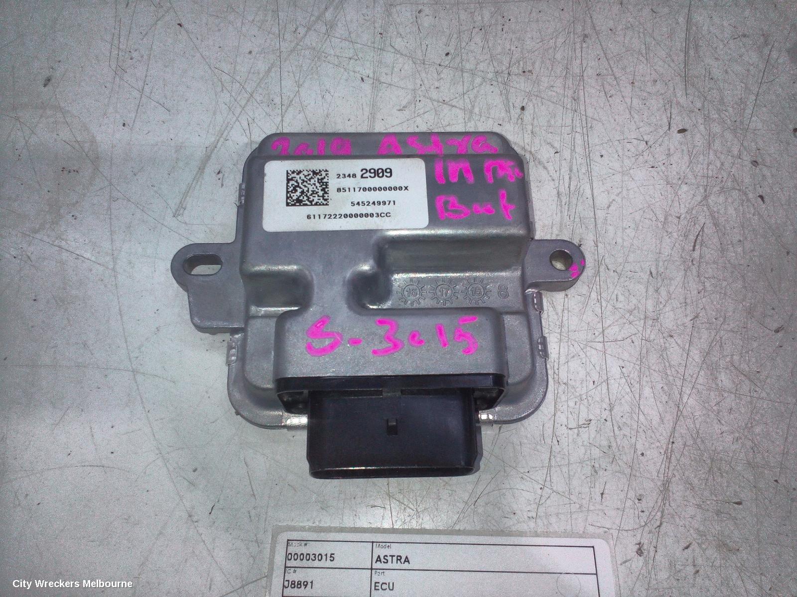HOLDEN ASTRA ECU, FUEL PUMP CONTROL MODULE, BK, 09/2016 - 12/2020