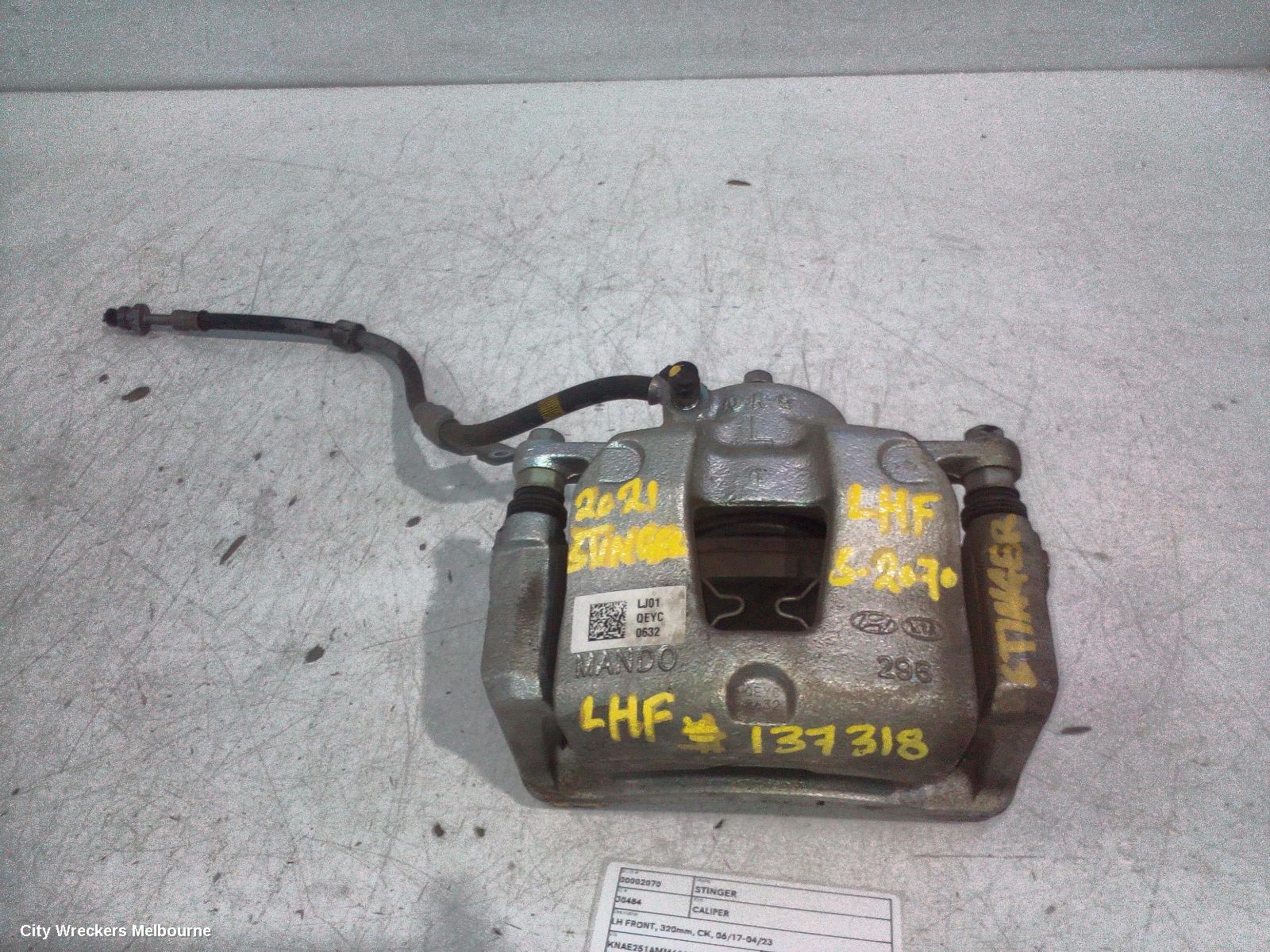 KIA STINGER CALIPER, LH FRONT, 320MM, CK, 06/2017 - 04/2023