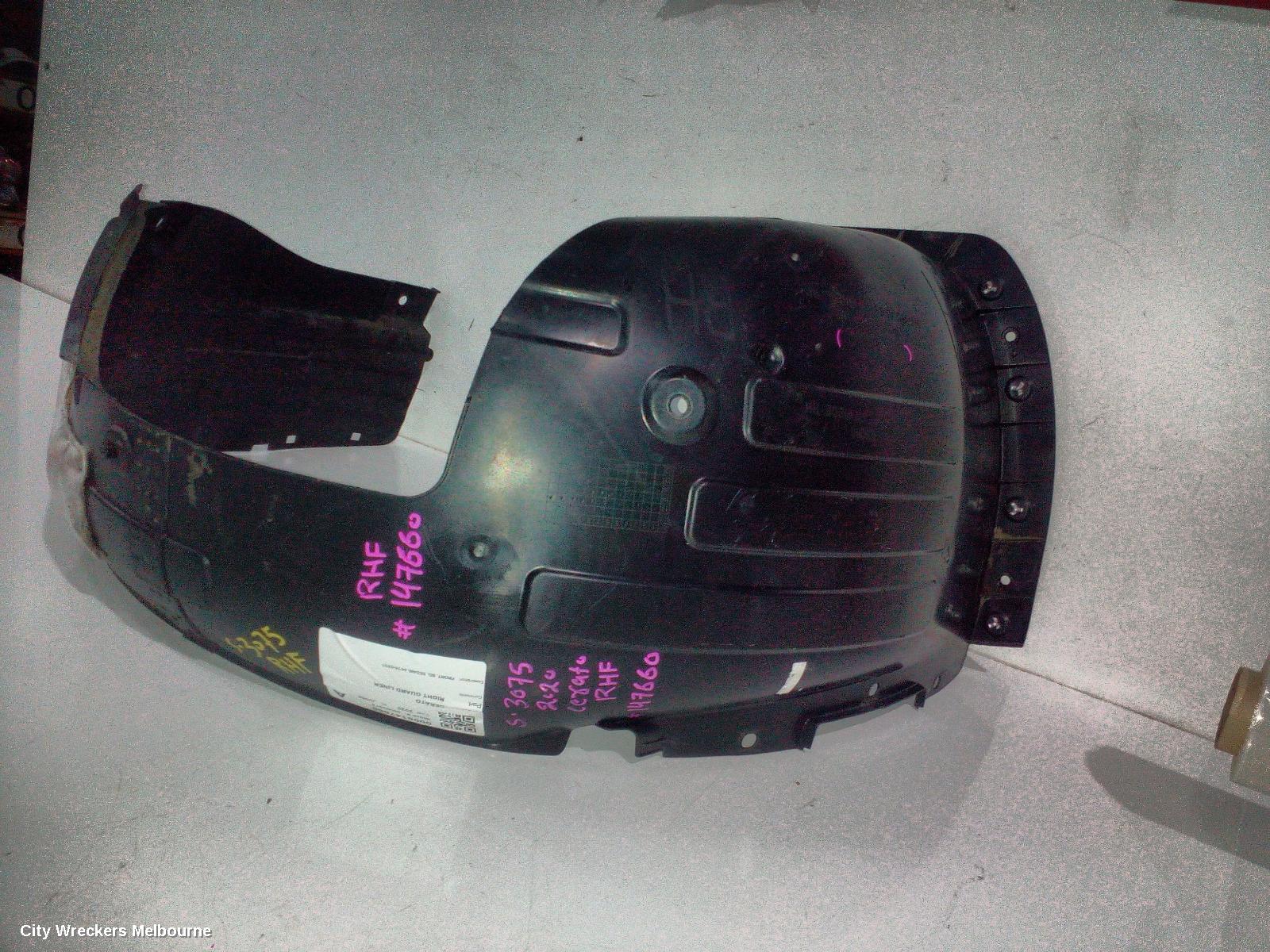 KIA CERATO RIGHT GUARD LINER, FRONT, BD, SEDAN, 04/2018 - 03/2021