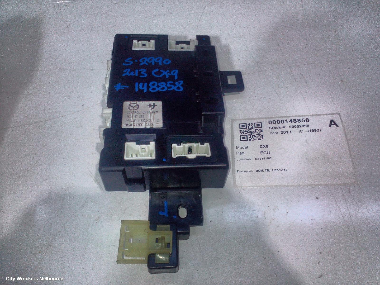 MAZDA CX9 ECU, BCM, TB,12/2007 - 12/2015