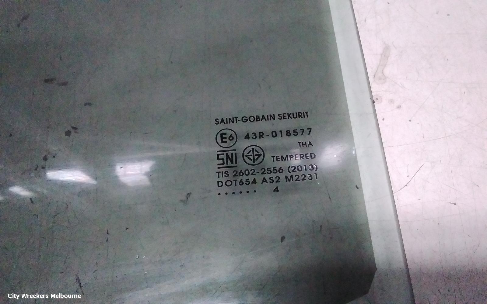 ISUZU DMAX LEFT REAR DOOR WINDOW, RG, DUAL CAB, 07/2020 ONWARDS