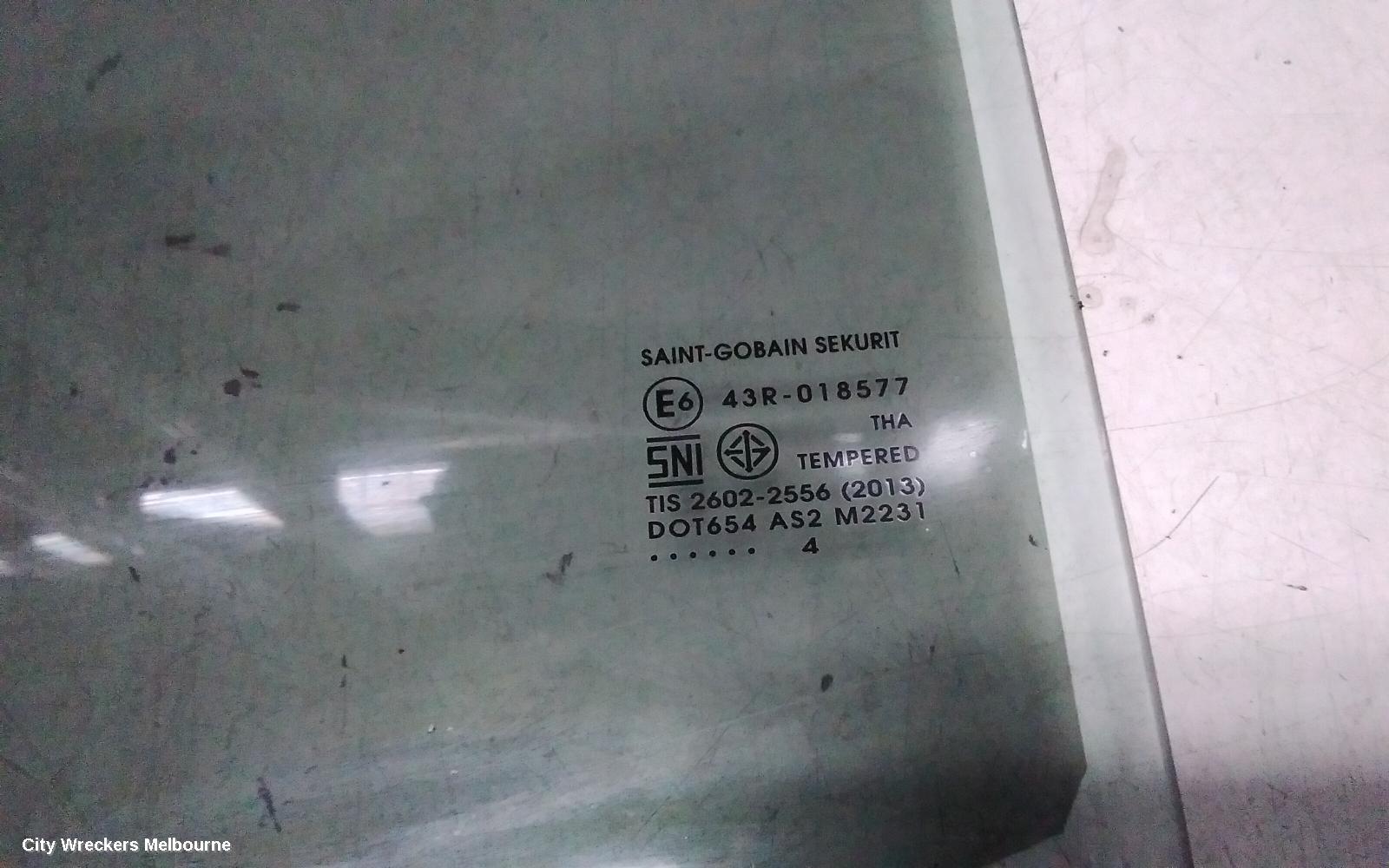 ISUZU DMAX LEFT REAR DOOR WINDOW, RG, DUAL CAB, 07/2020 ONWARDS