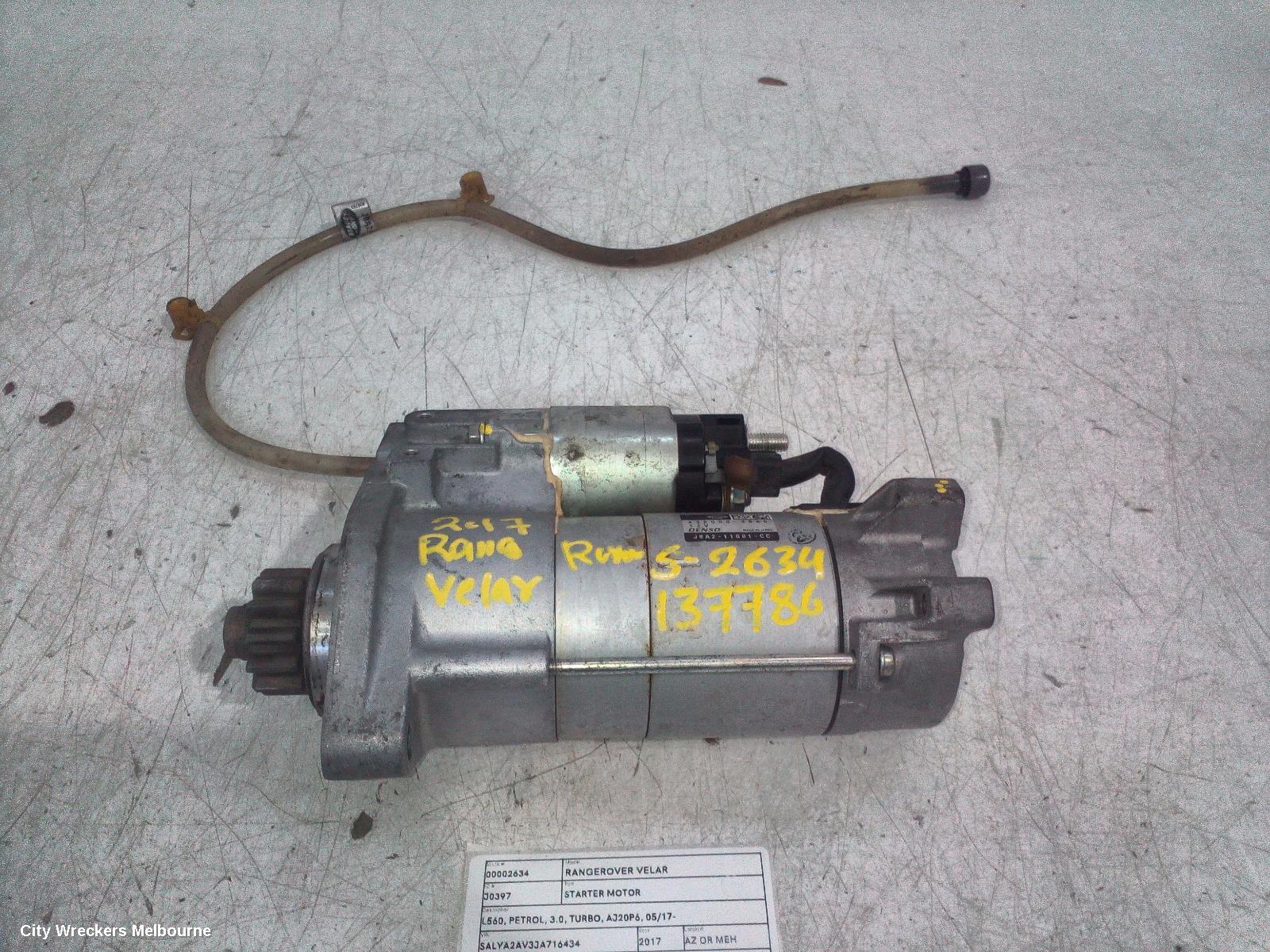 LAND ROVER RANGEROVER VELAR STARTER, L560, PETROL, 3.0, S/CHARGED, 05/2017 ONWARDS