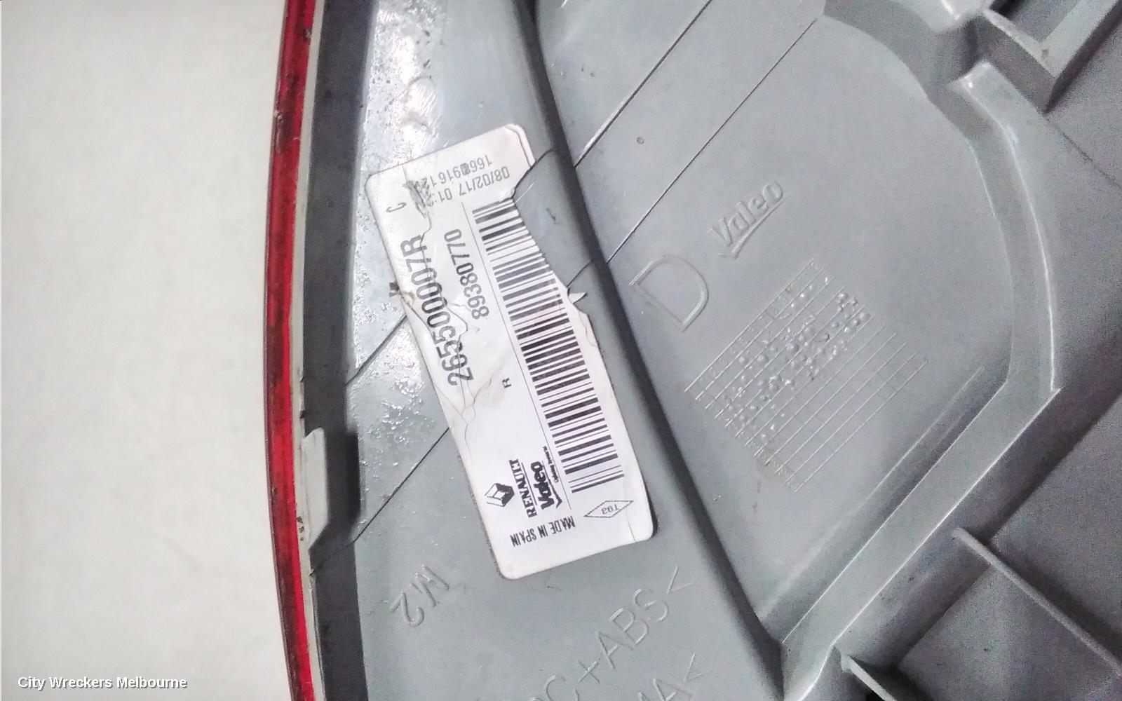 RENAULT MEGANE RIGHT TAILLIGHT, IN BODY, X32/B95, 5DR HATCH, RED, 09/2010 - 05/2016