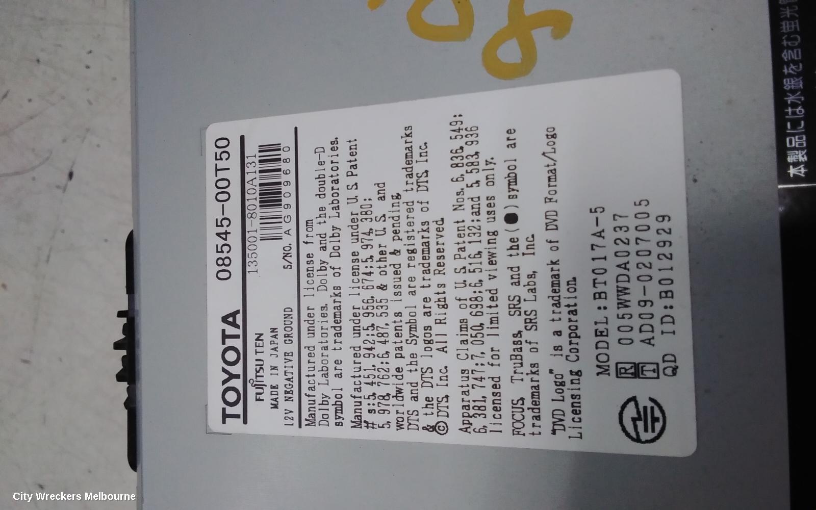 TOYOTA ESTIMA RADIO/CD/DVD/SAT/TV, XR50, 05-19