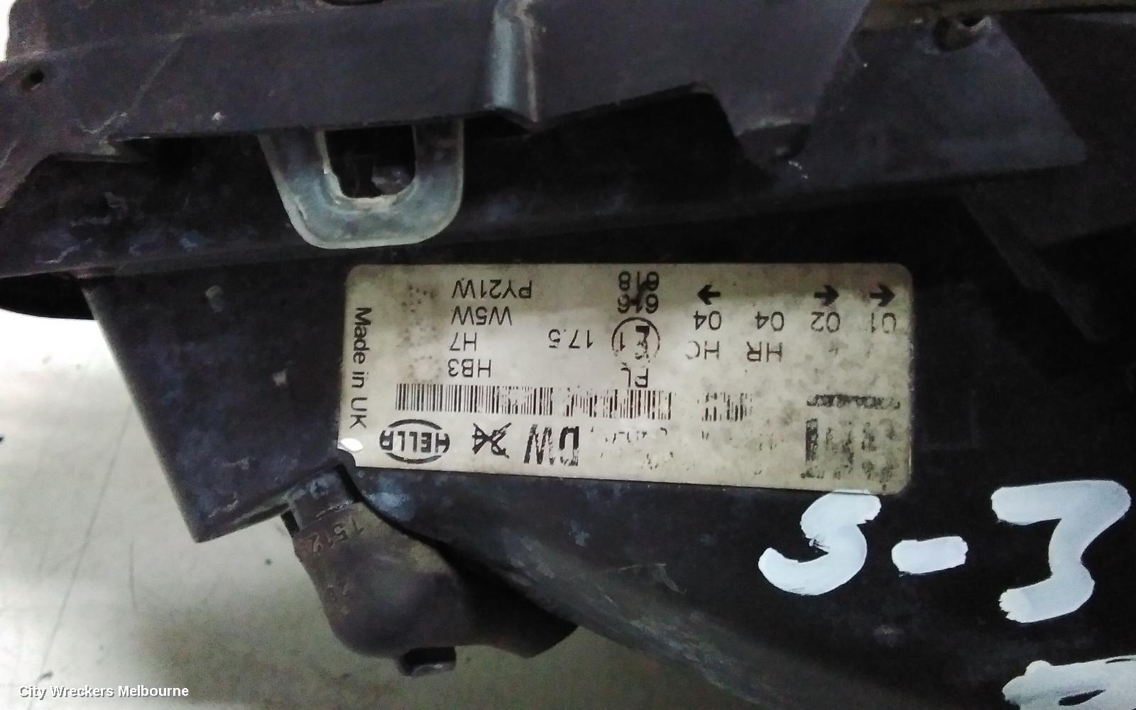 HOLDEN ASTRA RIGHT HEADLAMP, TS, CHROME, INSERT TYPE, 09/1998 - 10/2006