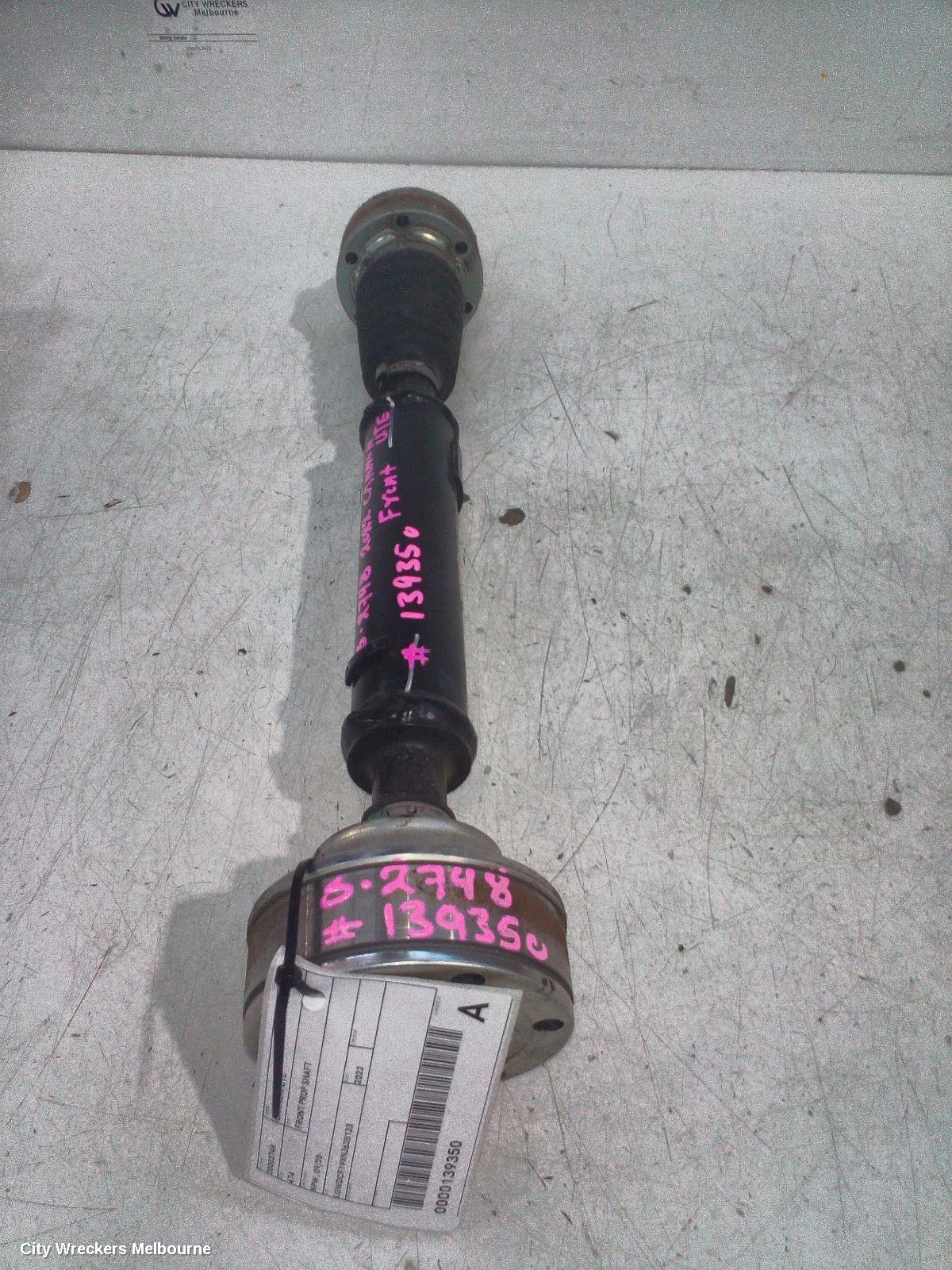 GREAT WALL CANNON UTE FRONT PROP SHAFT, NPW, 09/2020 ONWARDS