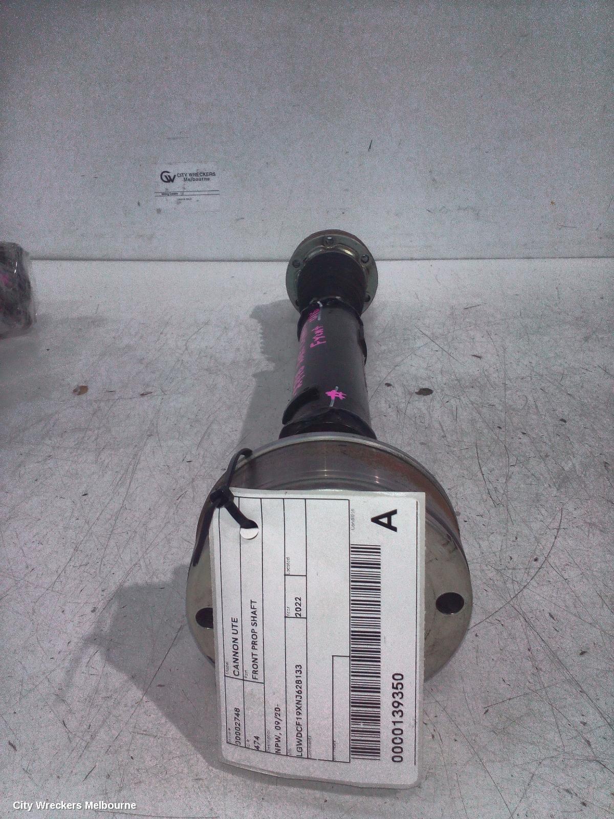 GREAT WALL CANNON UTE FRONT PROP SHAFT, NPW, 09/2020 ONWARDS