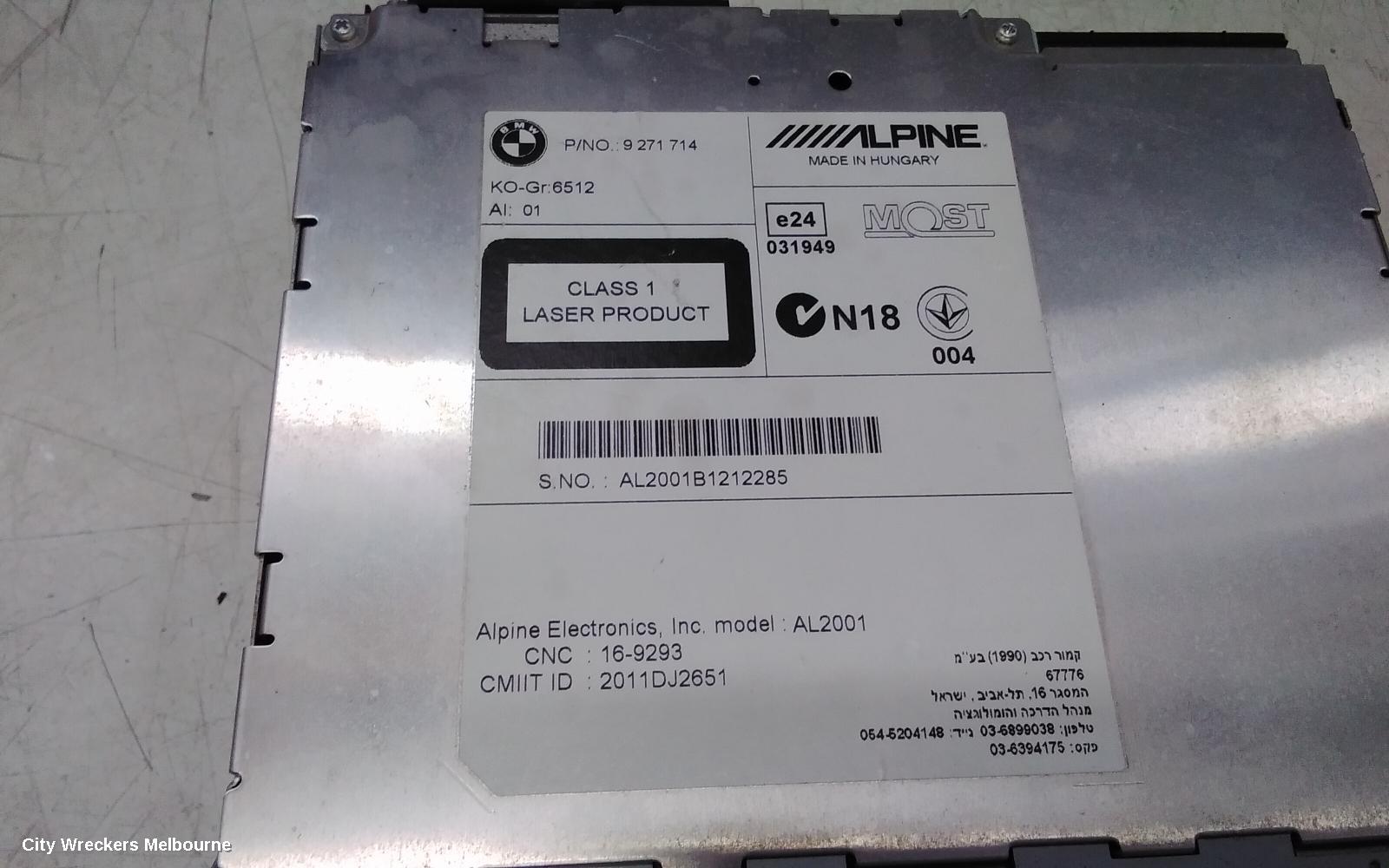 BMW 1 SERIES RADIO/CD/DVD/SAT/TV, DISPLAY UNIT, 6.5IN NAV SYSTEM BUSINESS, F20, HATCH, 06/2011 - 05/2019