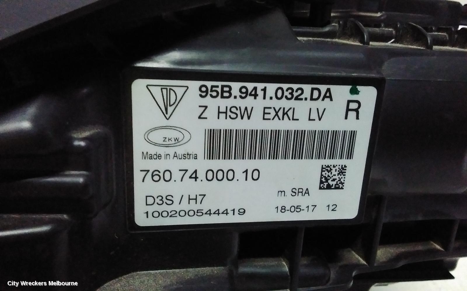 PORSCHE MACAN RIGHT HEADLAMP, 95B, W/ BI-XENON, ADAPTIVE TYPE, 06/2014 - 07/2018